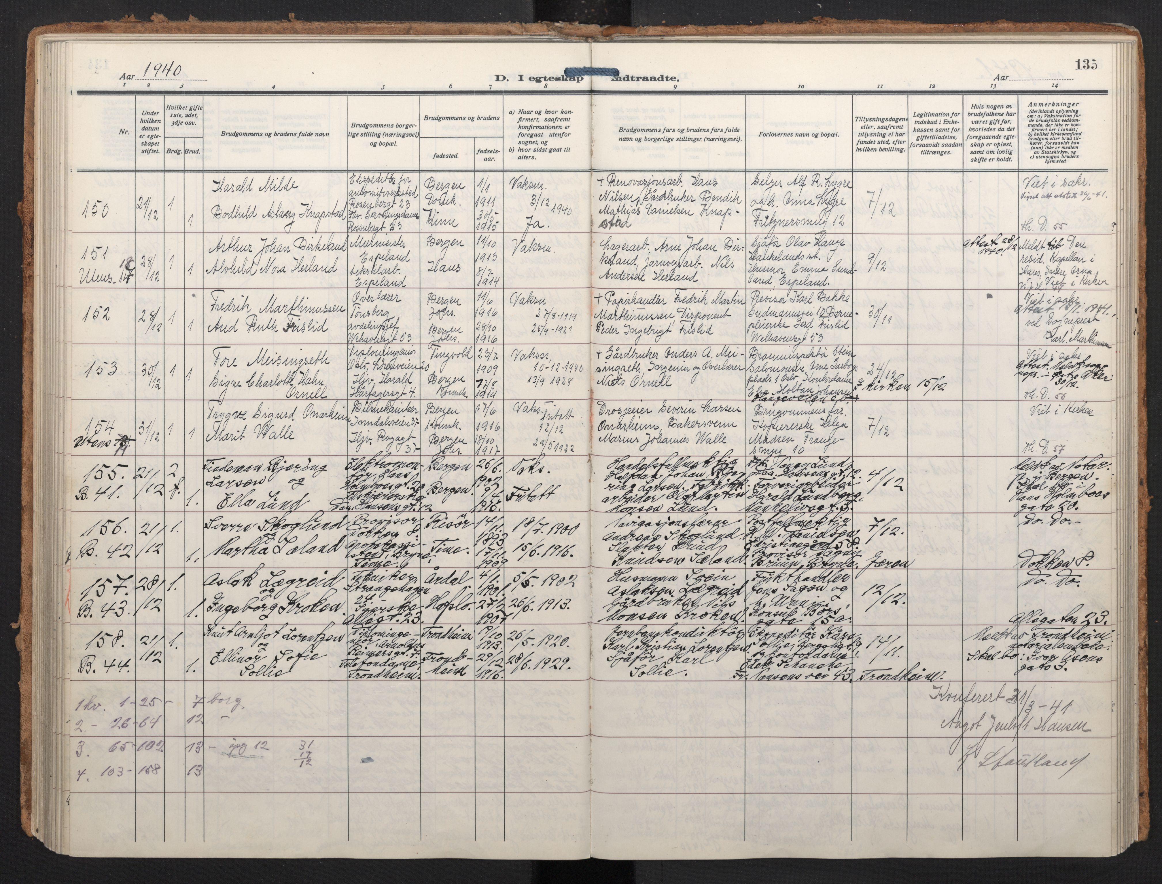 Johanneskirken sokneprestembete, AV/SAB-A-76001/H/Haa/L0014: Parish register (official) no. D 3, 1929-1949, p. 134b-135a