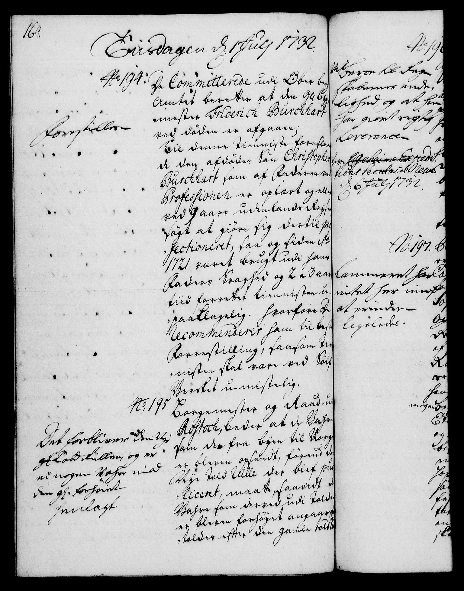 Rentekammeret, Kammerkanselliet, RA/EA-3111/G/Gh/Gha/L0014: Norsk ekstraktmemorialprotokoll. Merket RK 53.59, 1731-1732, p. 164