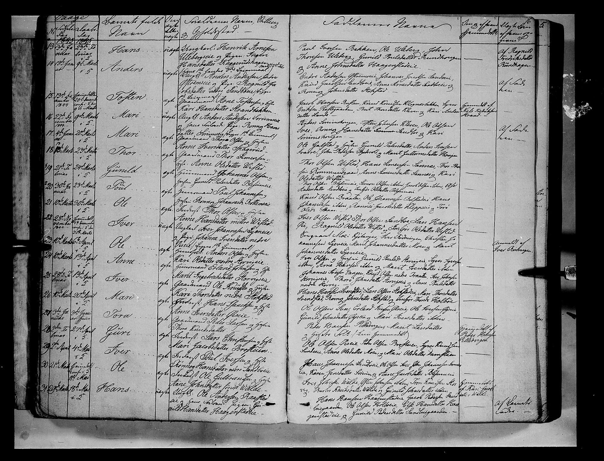 Vågå prestekontor, AV/SAH-PREST-076/H/Ha/Haa/L0005: Parish register (official) no. 5 /1, 1842-1856, p. 16