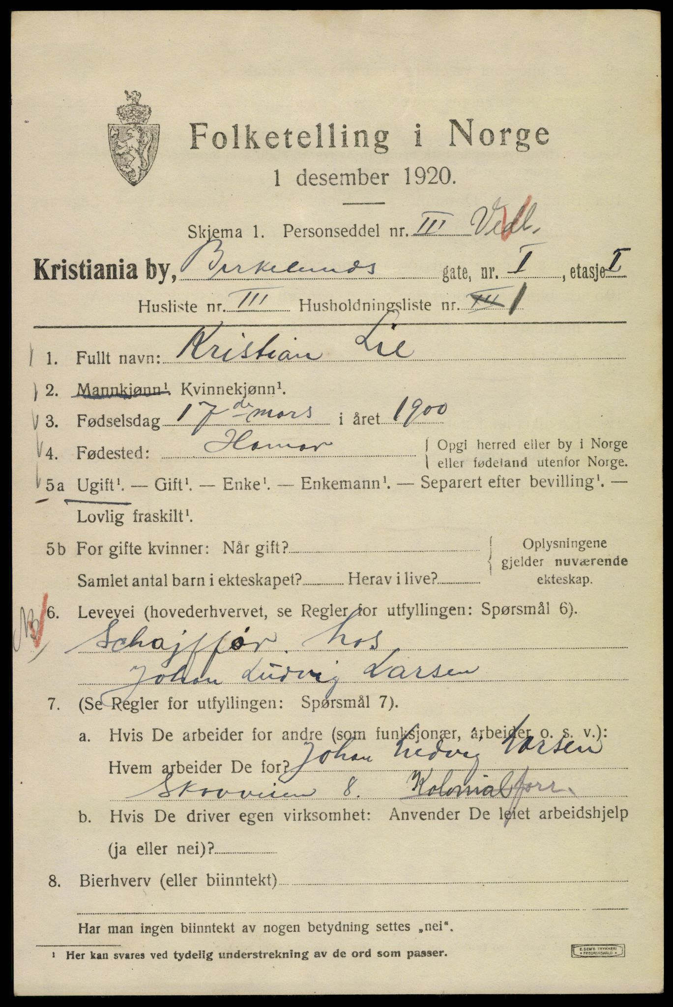 SAO, 1920 census for Kristiania, 1920, p. 156353