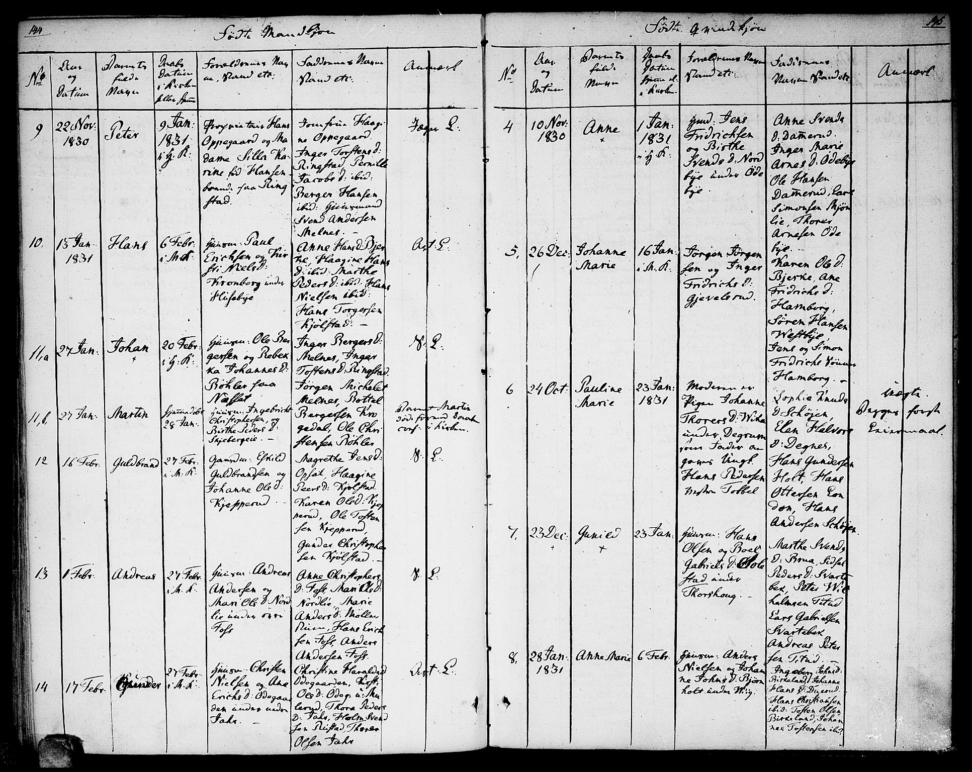 Enebakk prestekontor Kirkebøker, AV/SAO-A-10171c/F/Fa/L0007: Parish register (official) no. I 7, 1823-1832, p. 144-145