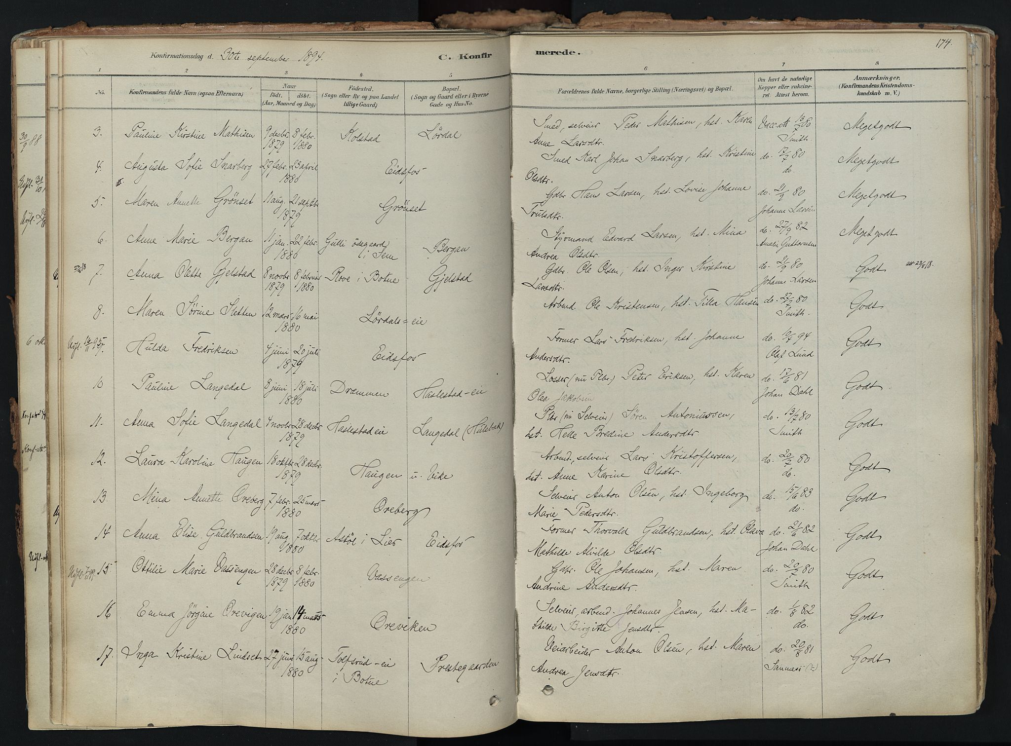 Hof kirkebøker, SAKO/A-64/F/Fa/L0007: Parish register (official) no. I 7, 1878-1940, p. 174