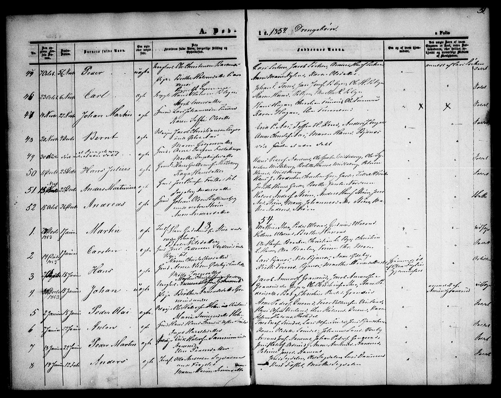 Fet prestekontor Kirkebøker, SAO/A-10370a/F/Fa/L0010: Parish register (official) no. I 10, 1847-1859, p. 51