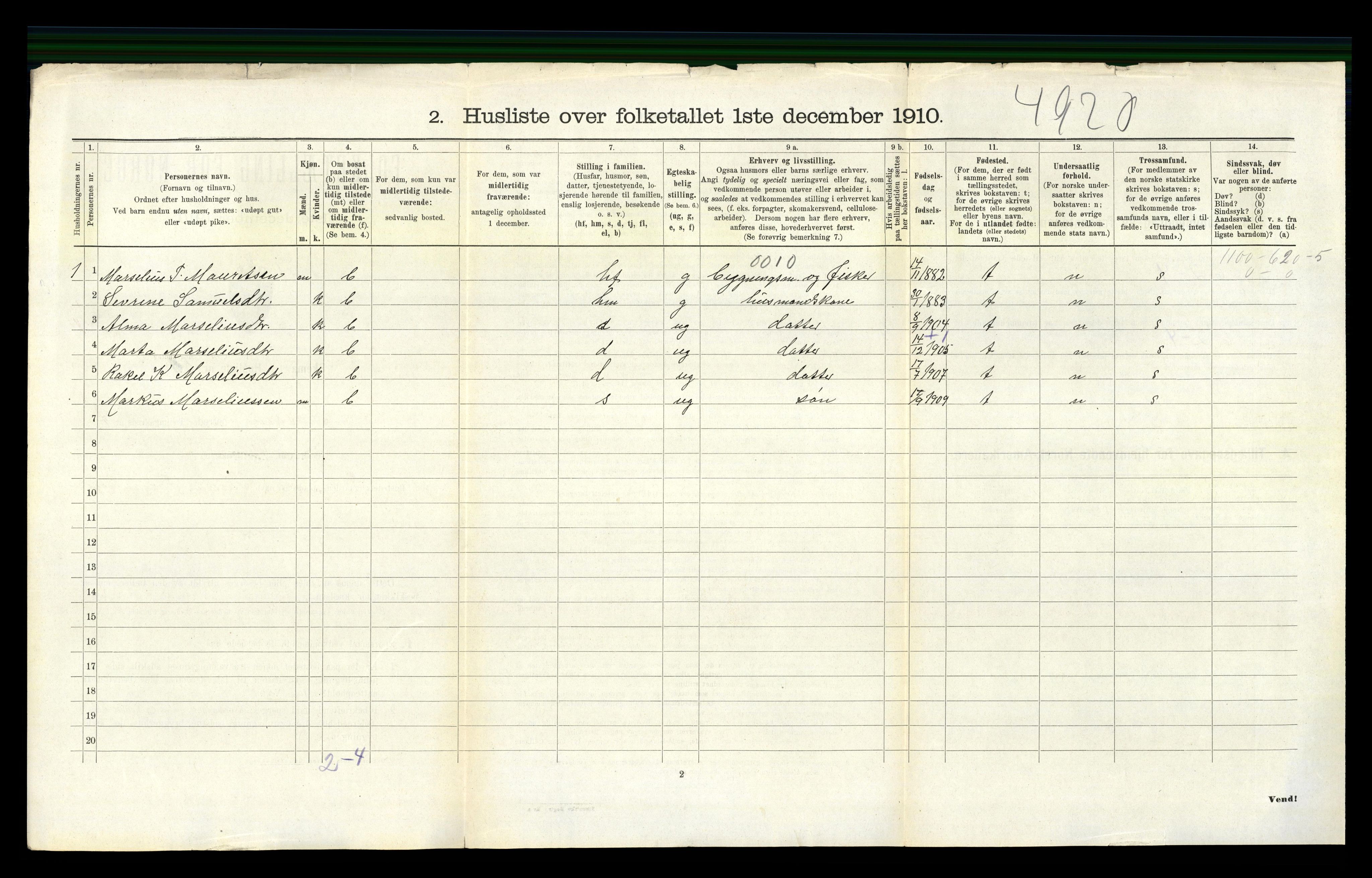 RA, 1910 census for Forsand, 1910, p. 366