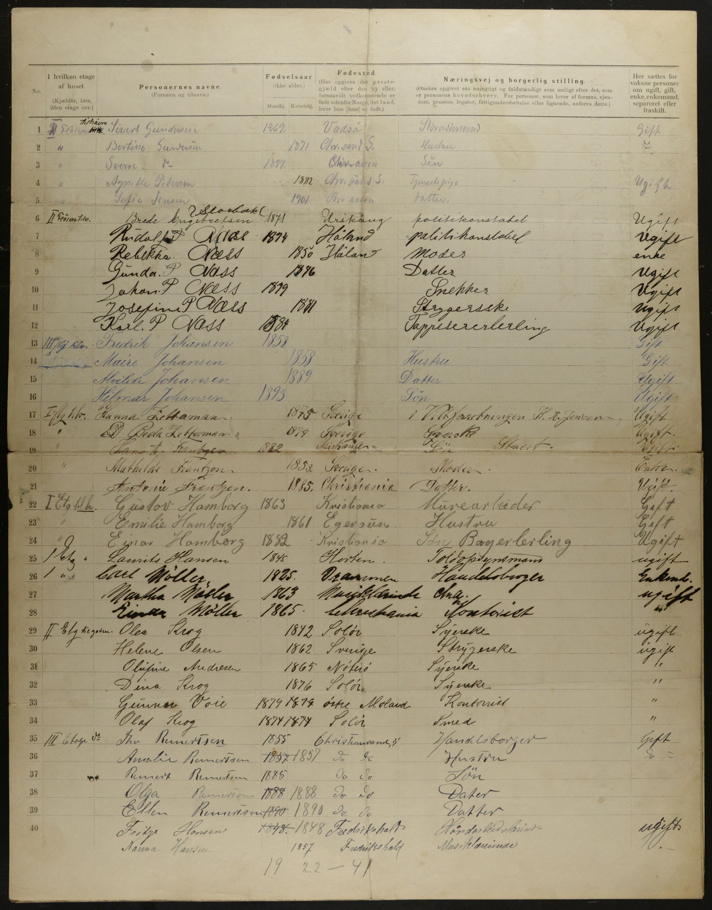 OBA, Municipal Census 1901 for Kristiania, 1901, p. 10001