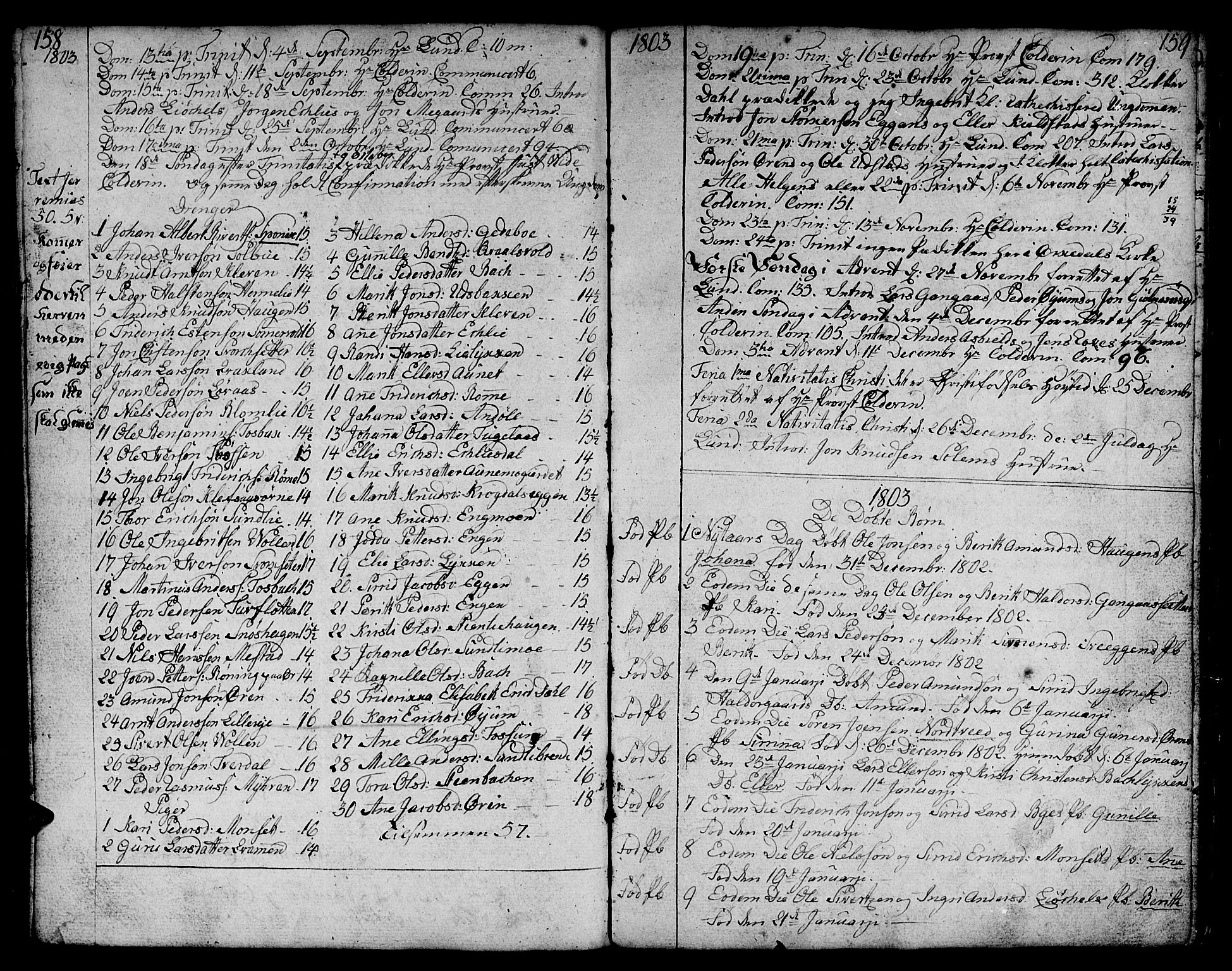 Ministerialprotokoller, klokkerbøker og fødselsregistre - Sør-Trøndelag, SAT/A-1456/668/L0815: Parish register (copy) no. 668C04, 1791-1815, p. 158-159