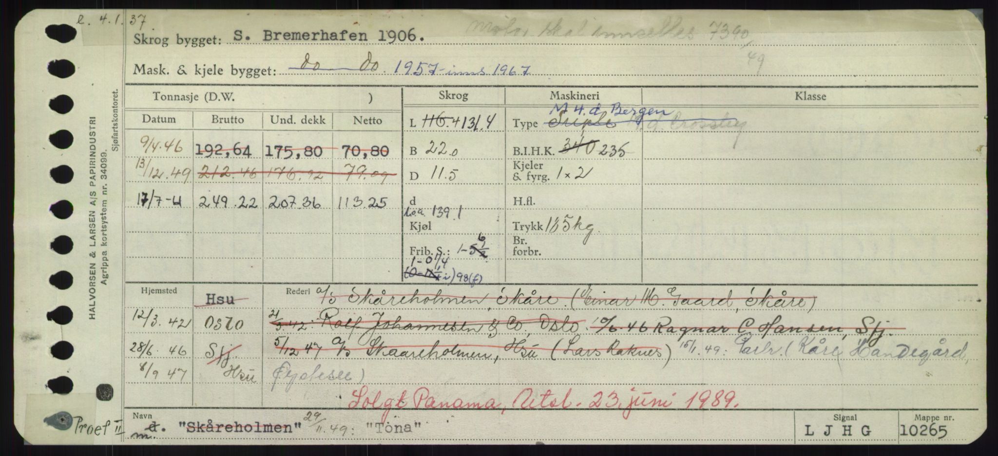 Sjøfartsdirektoratet med forløpere, Skipsmålingen, RA/S-1627/H/Hd/L0039: Fartøy, Ti-Tø, p. 175