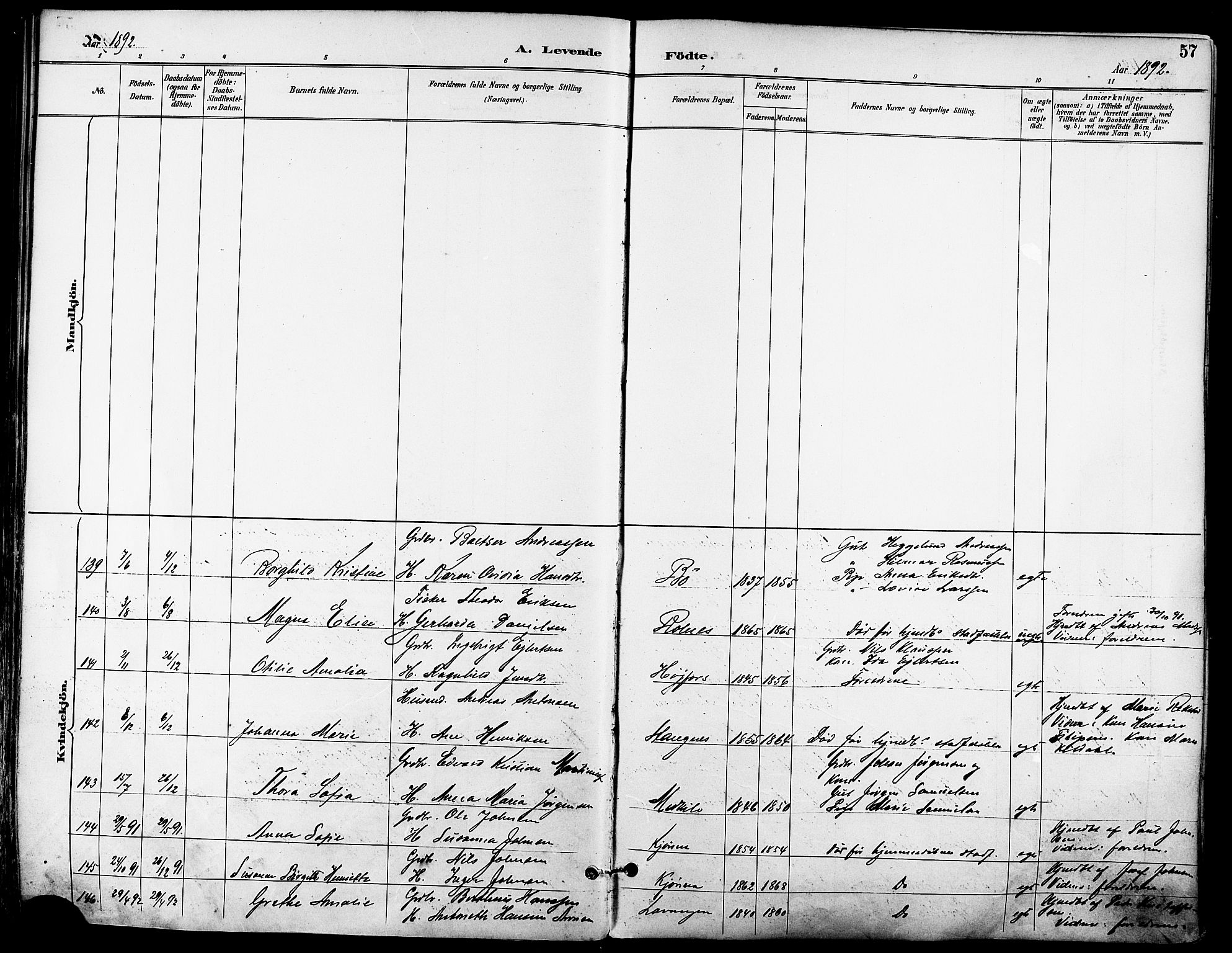 Trondenes sokneprestkontor, SATØ/S-1319/H/Ha/L0016kirke: Parish register (official) no. 16, 1890-1898, p. 57