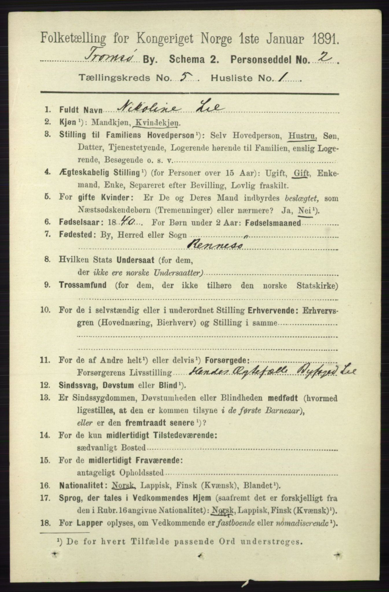 RA, 1891 census for 1902 Tromsø, 1891, p. 4852