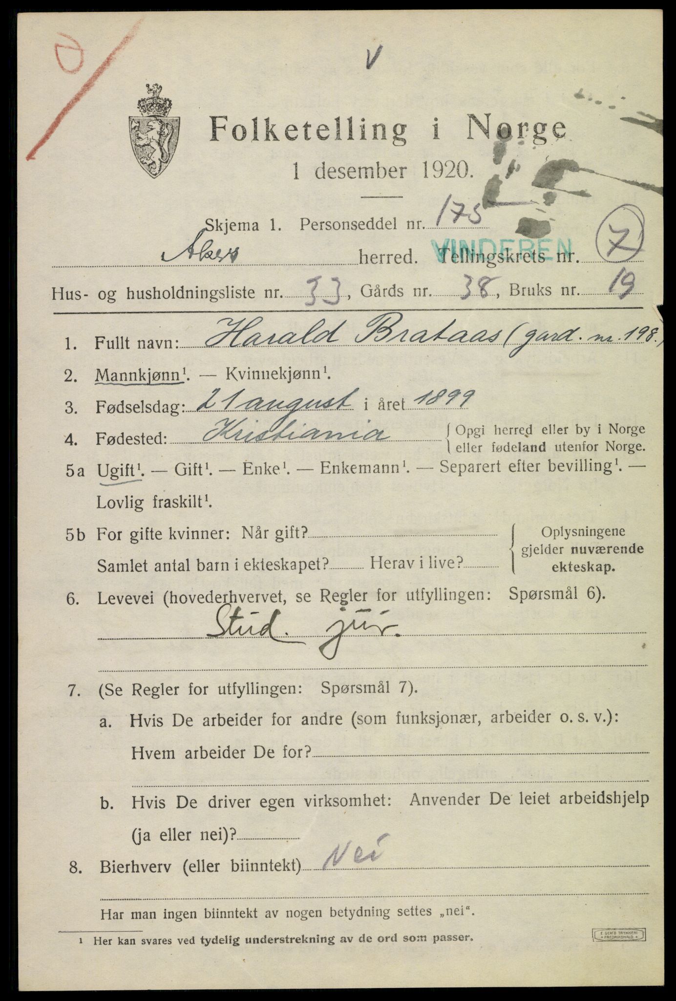 SAO, 1920 census for Aker, 1920, p. 42382