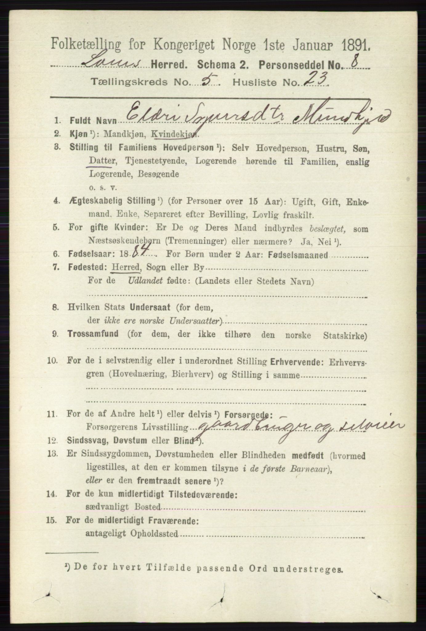 RA, 1891 census for 0514 Lom, 1891, p. 1979