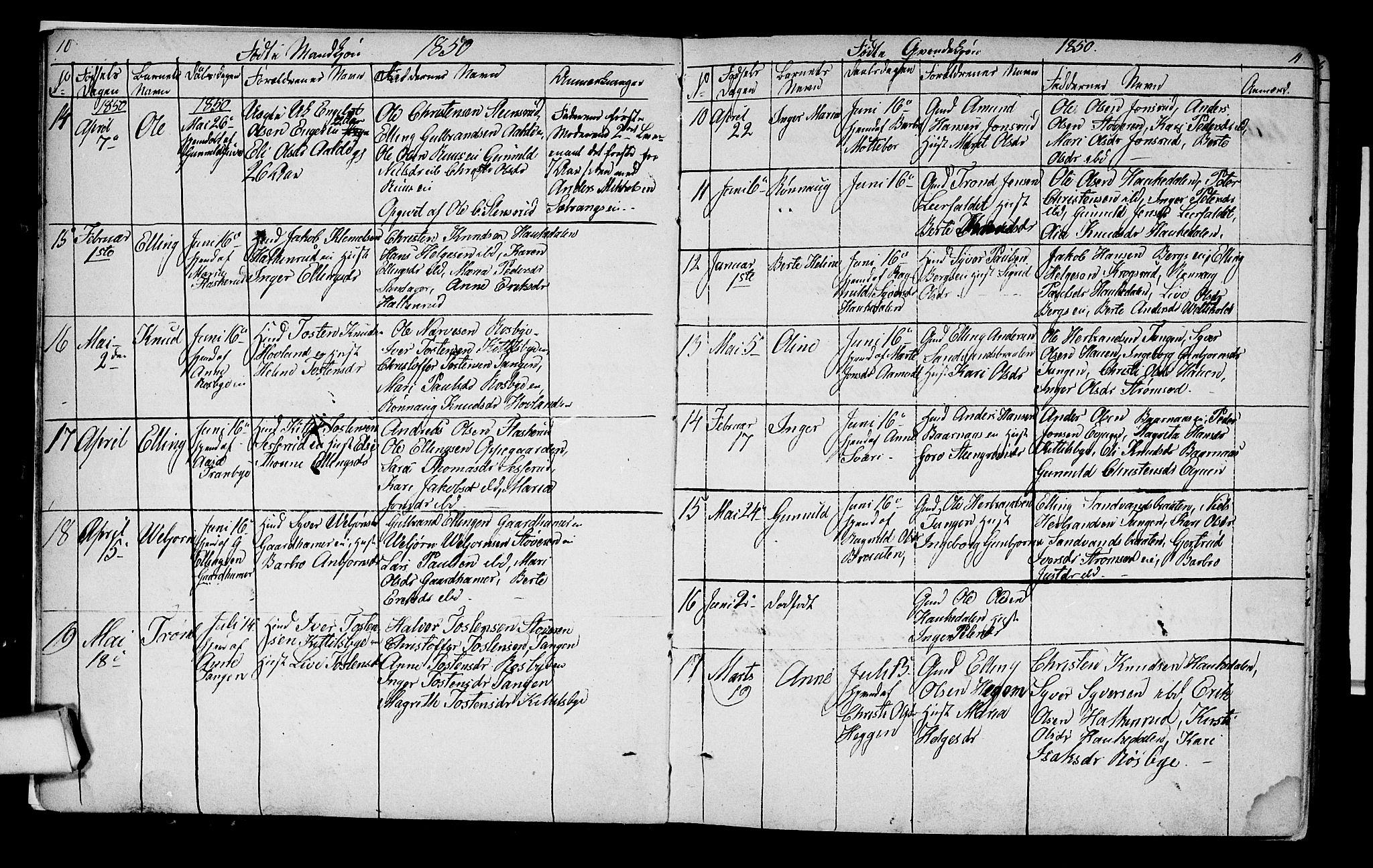 Lunder kirkebøker, AV/SAKO-A-629/G/Ga/L0002: Parish register (copy) no. I 2, 1849-1868, p. 10-11