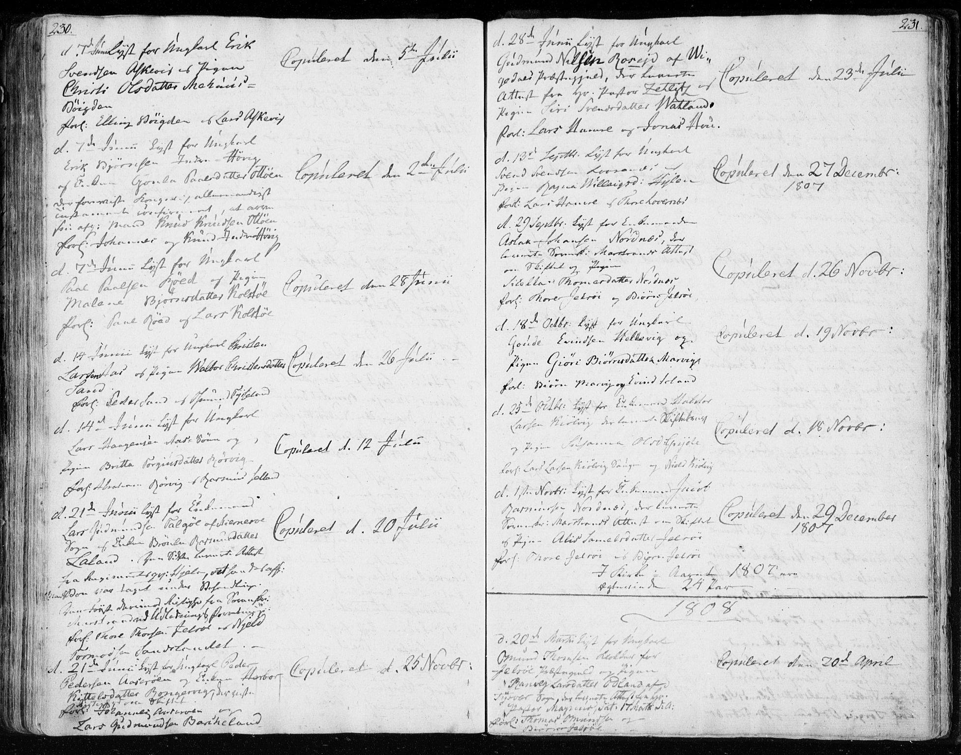 Jelsa sokneprestkontor, SAST/A-101842/01/IV: Parish register (official) no. A 4, 1796-1816, p. 230-231