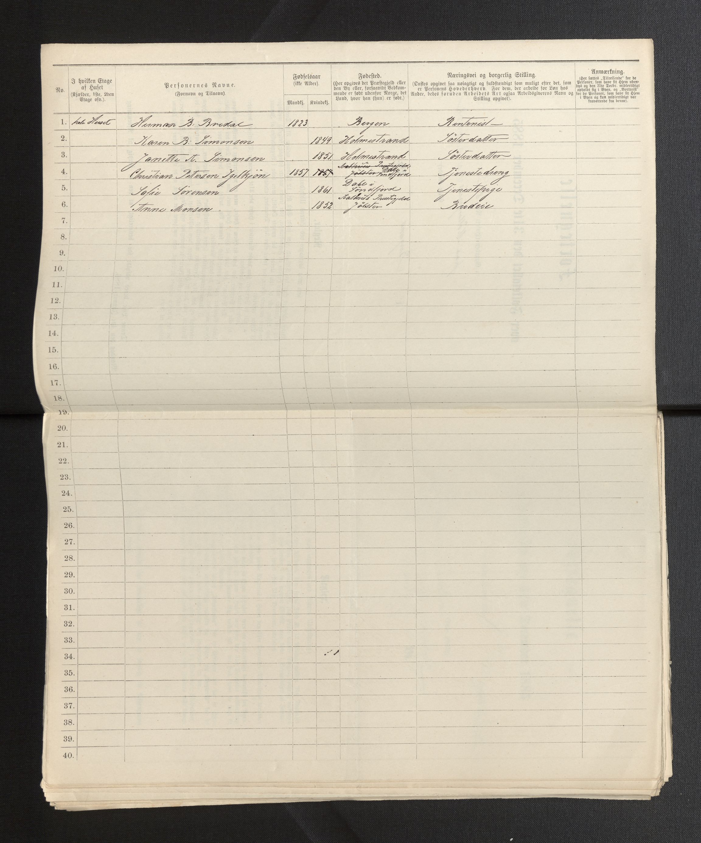 SAB, 1885 census for 1301 Bergen, 1885, p. 4097