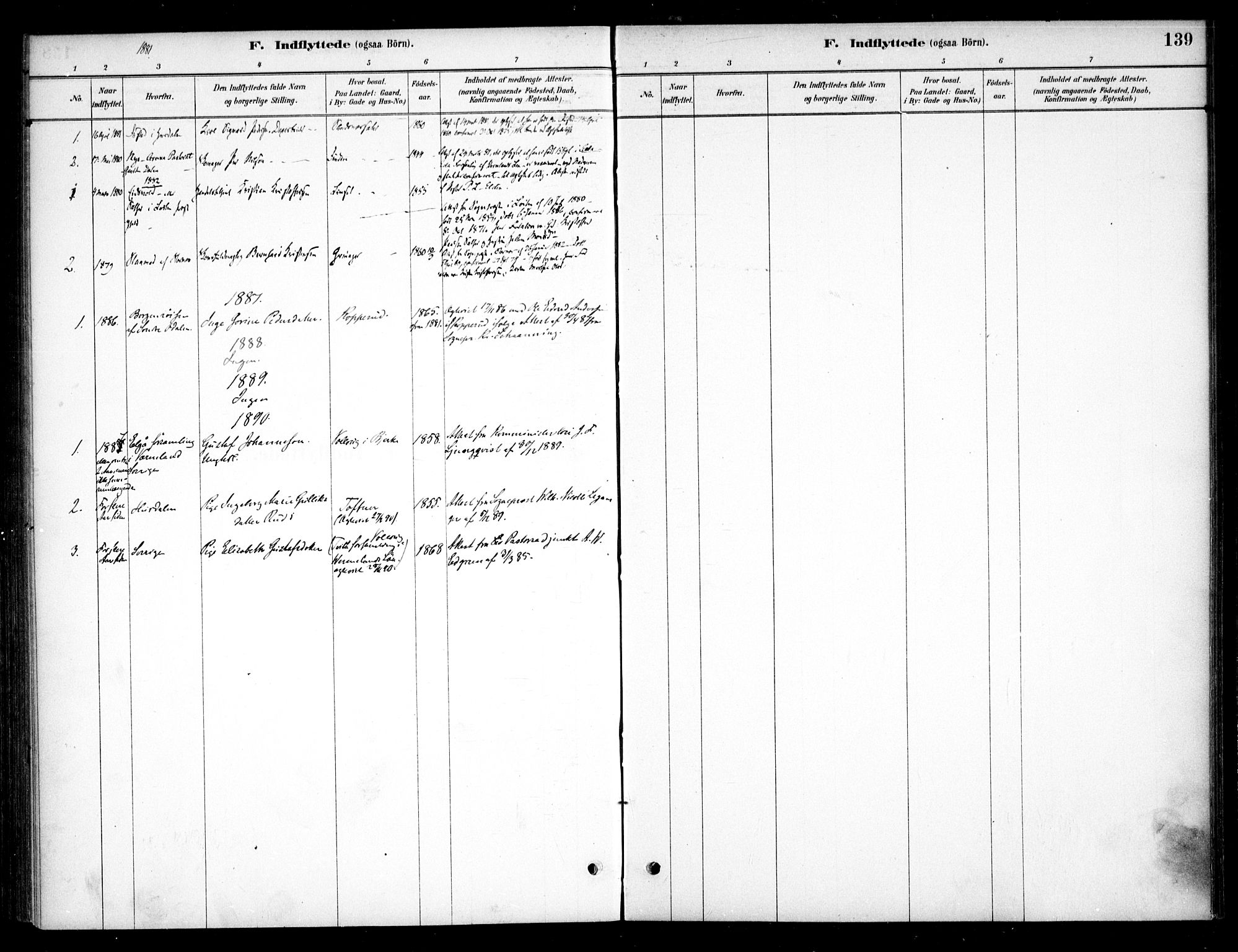 Nannestad prestekontor Kirkebøker, SAO/A-10414a/F/Fc/L0001: Parish register (official) no. III 1, 1881-1892, p. 139