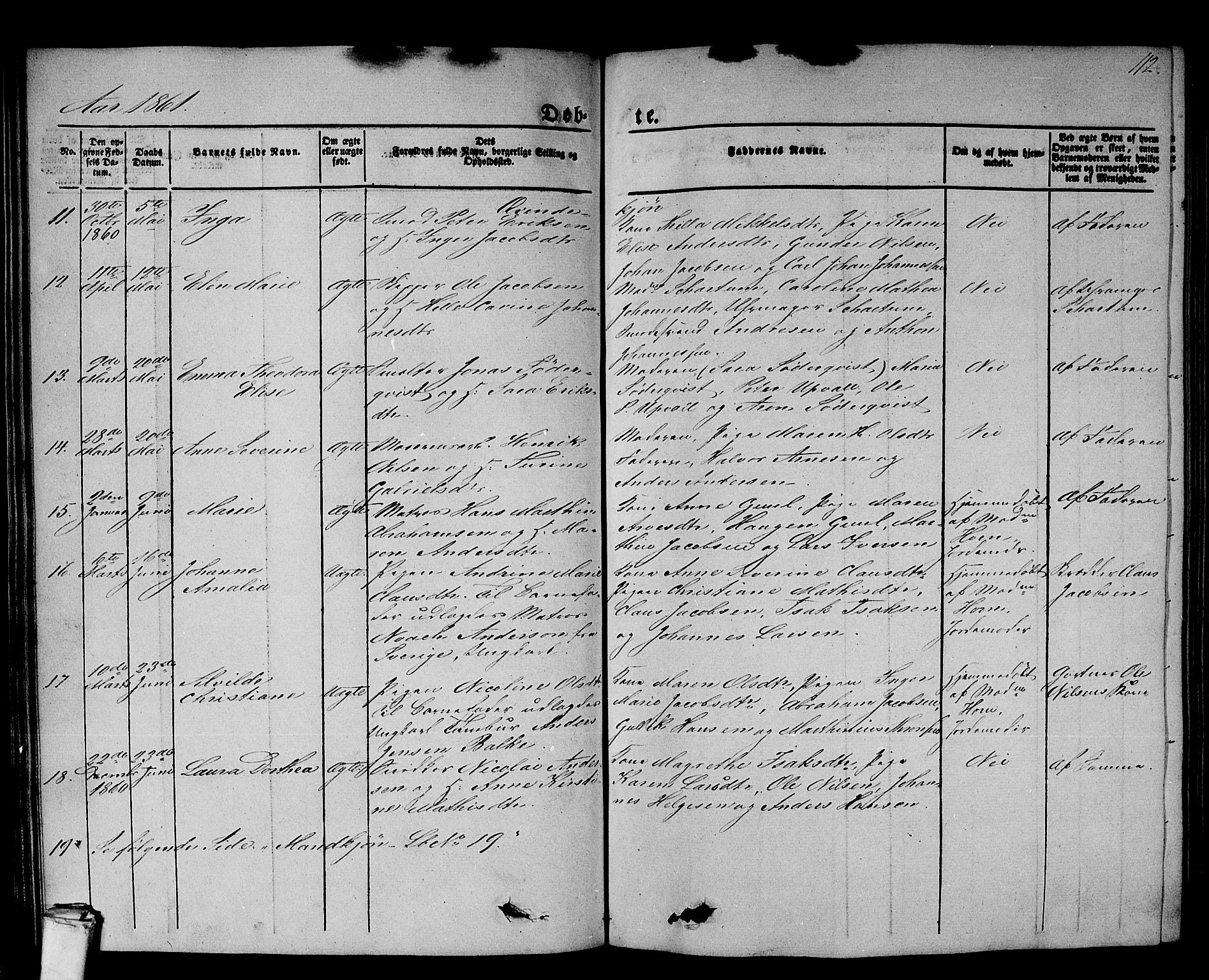 Larvik kirkebøker, SAKO/A-352/G/Gb/L0002: Parish register (copy) no. II 2, 1843-1866, p. 112