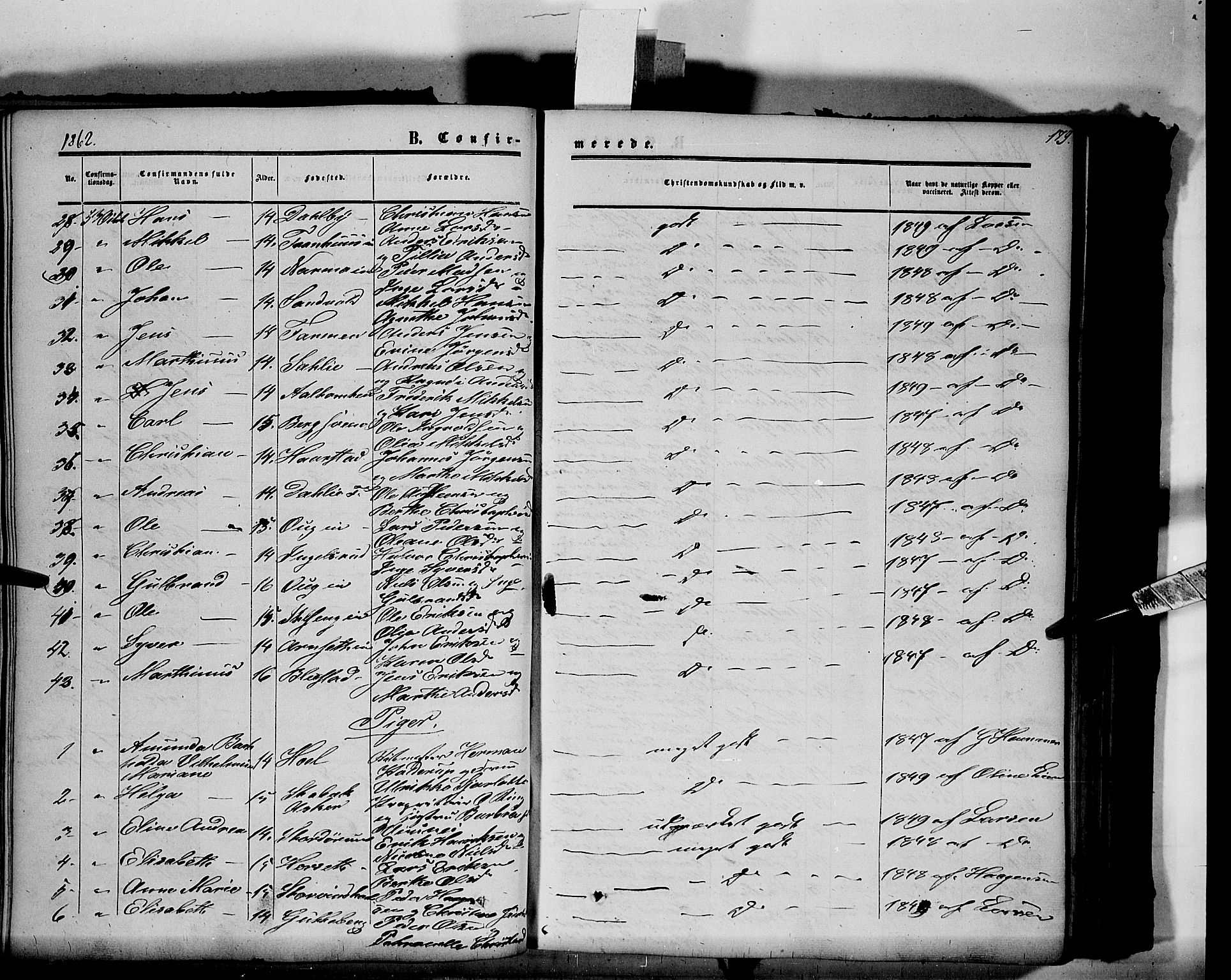 Vang prestekontor, Hedmark, AV/SAH-PREST-008/H/Ha/Haa/L0012: Parish register (official) no. 12, 1855-1870, p. 179