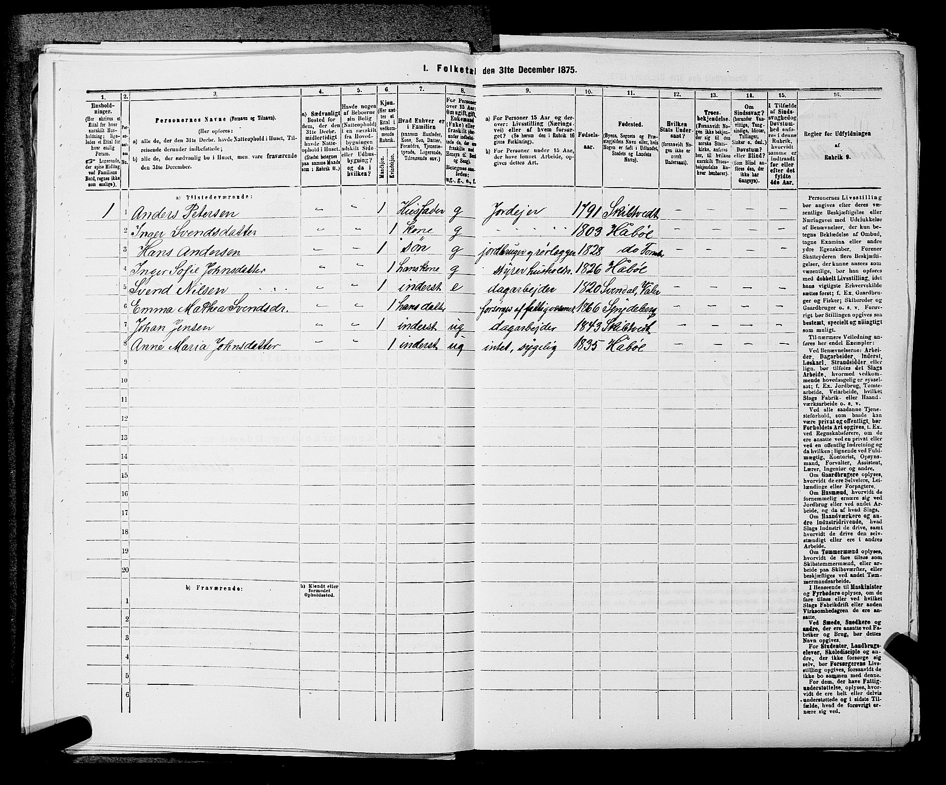 RA, 1875 census for 0123P Spydeberg, 1875, p. 64