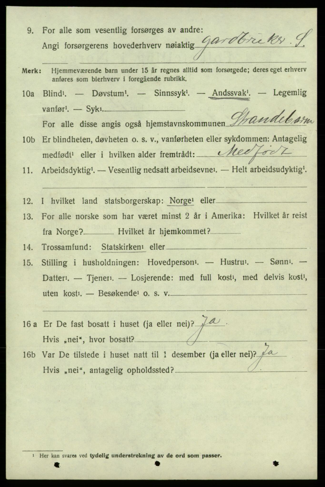 SAB, 1920 census for Strandebarm, 1920, p. 3791