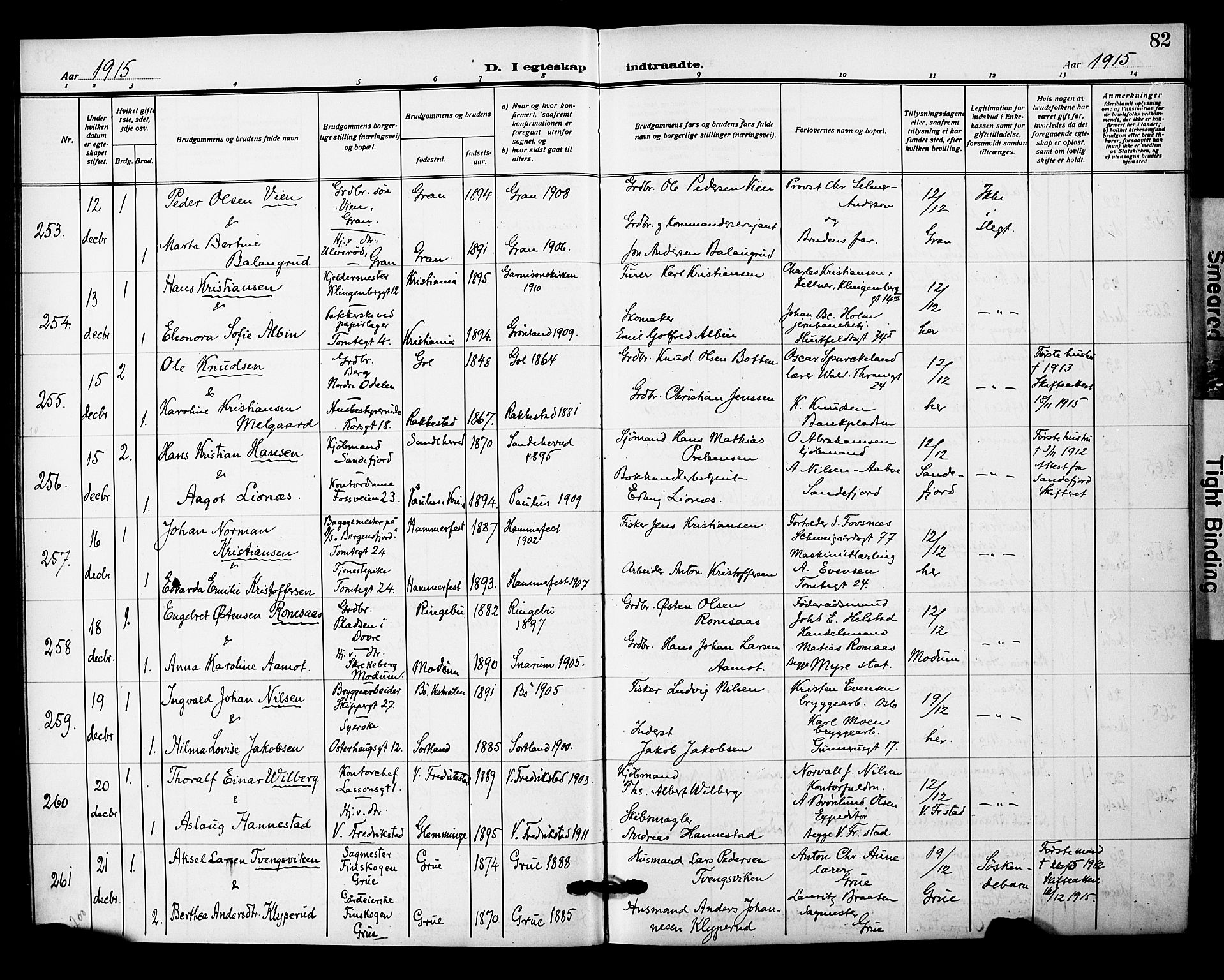 Oslo domkirke Kirkebøker, AV/SAO-A-10752/F/Fa/L0034: Parish register (official) no. 34, 1913-1921, p. 82