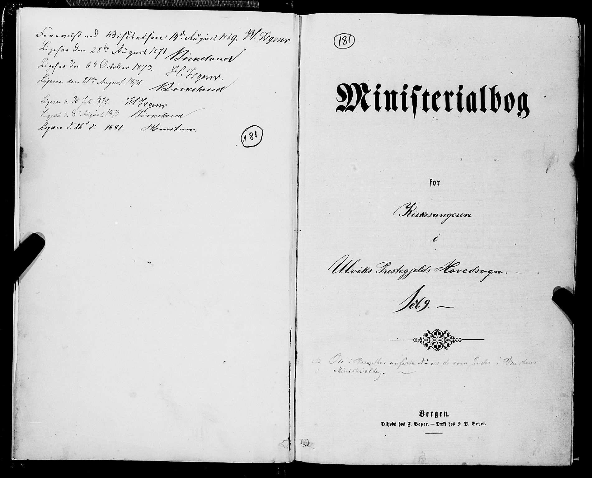 Ulvik sokneprestembete, SAB/A-78801/H/Hab: Parish register (copy) no. A 2, 1869-1882