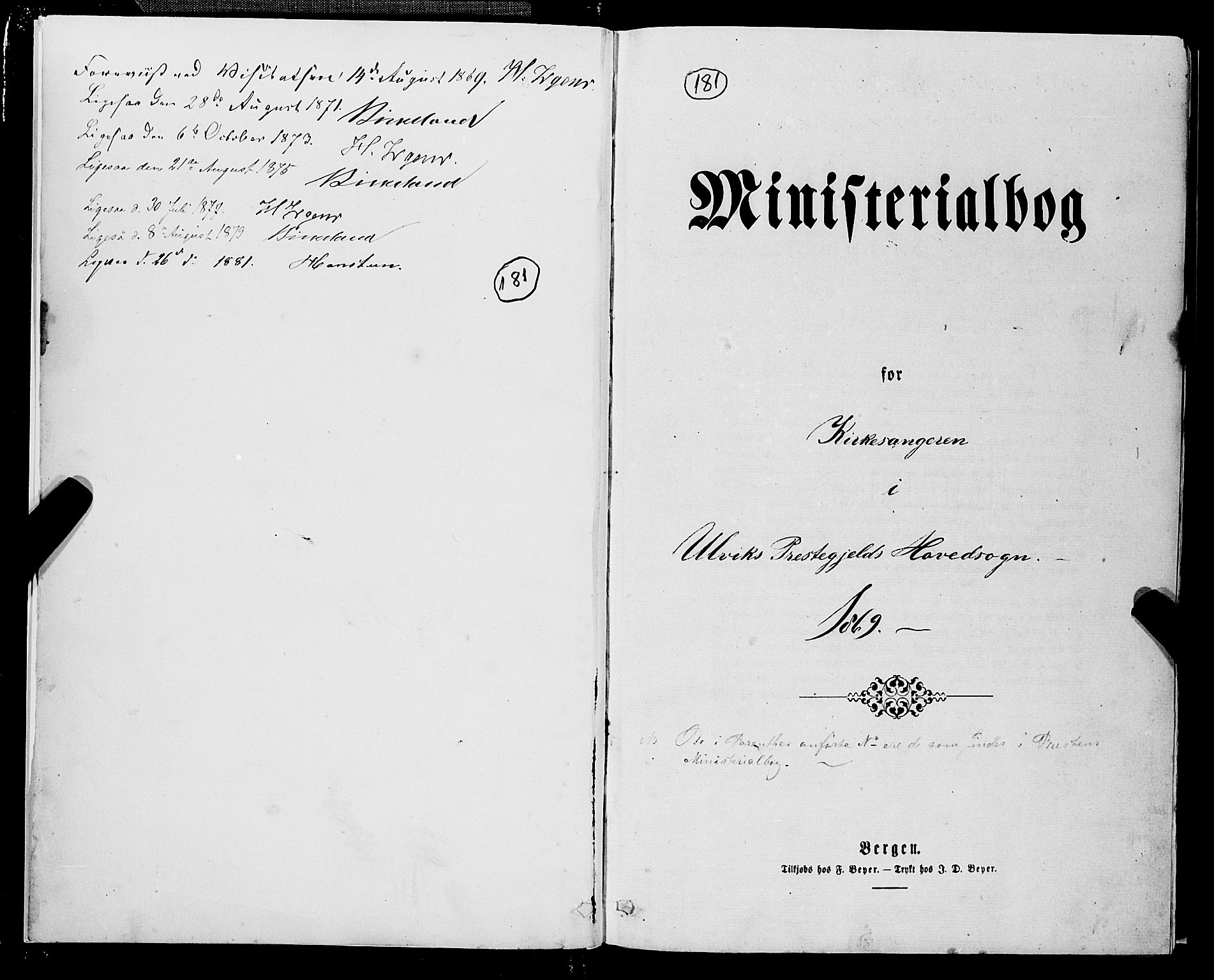Ulvik sokneprestembete, AV/SAB-A-78801/H/Hab: Parish register (copy) no. A 2, 1869-1882