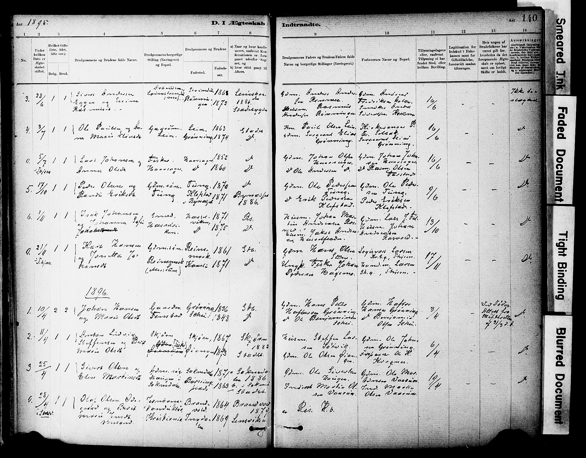 Ministerialprotokoller, klokkerbøker og fødselsregistre - Sør-Trøndelag, SAT/A-1456/646/L0615: Parish register (official) no. 646A13, 1885-1900, p. 140