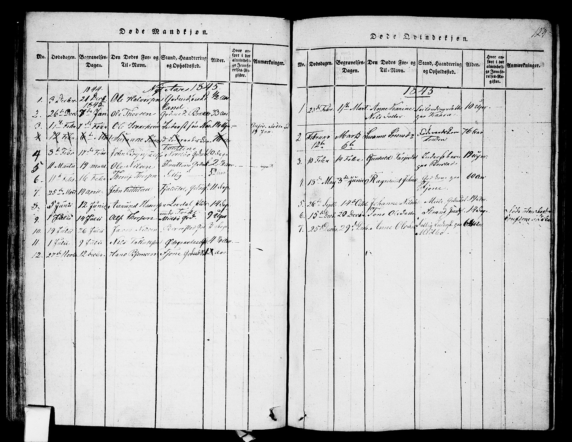 Nissedal kirkebøker, SAKO/A-288/F/Fa/L0002: Parish register (official) no. I 2, 1814-1845, p. 124