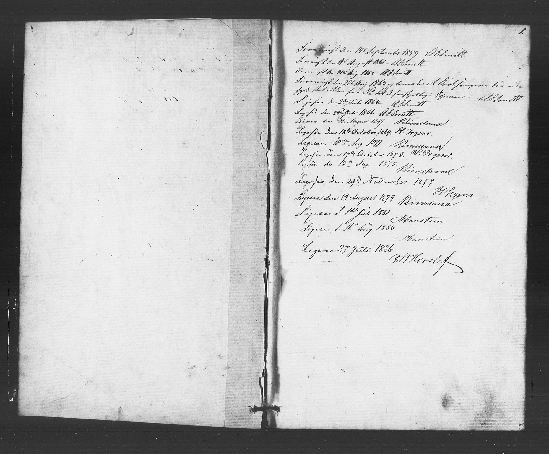 Odda Sokneprestembete, SAB/A-77201/H/Hab: Parish register (copy) no. A 4, 1858-1886, p. 1
