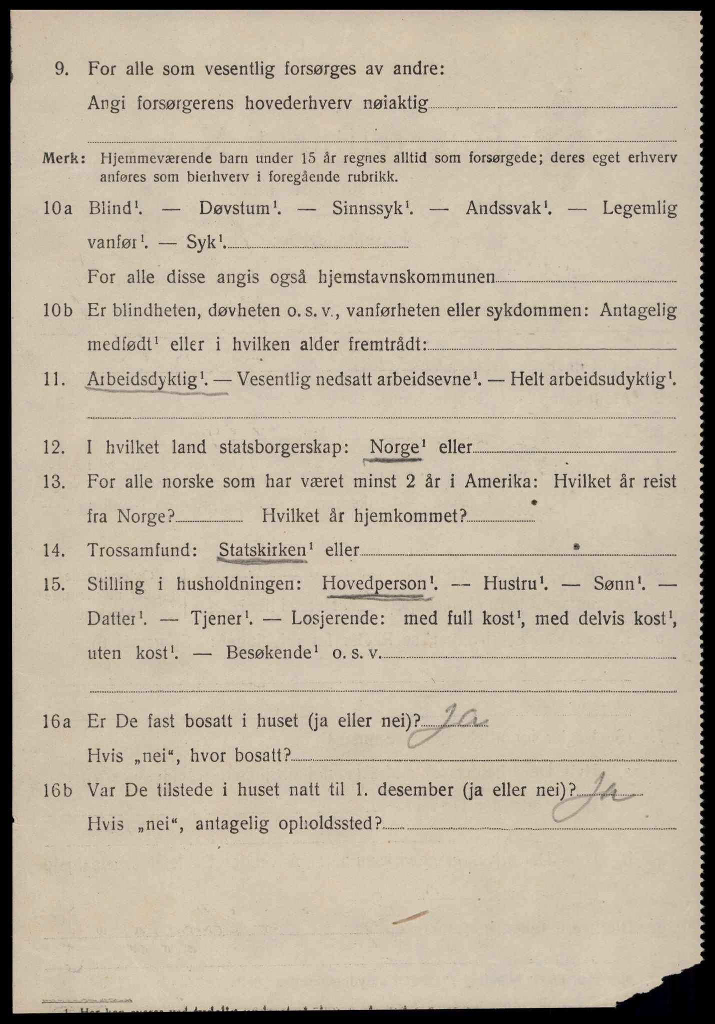 SAT, 1920 census for Volda, 1920, p. 10511