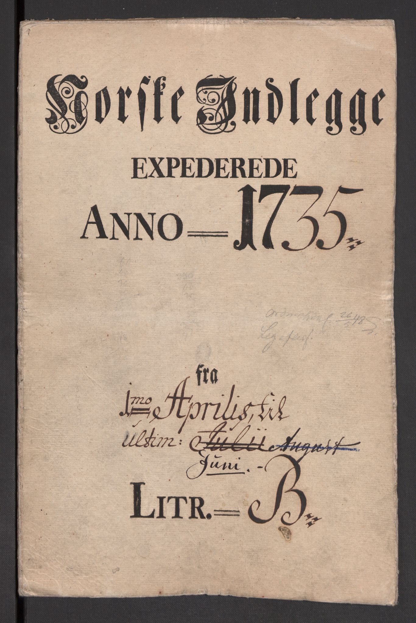 Danske Kanselli 1572-1799, AV/RA-EA-3023/F/Fc/Fcc/Fcca/L0118: Norske innlegg 1572-1799, 1735, p. 2