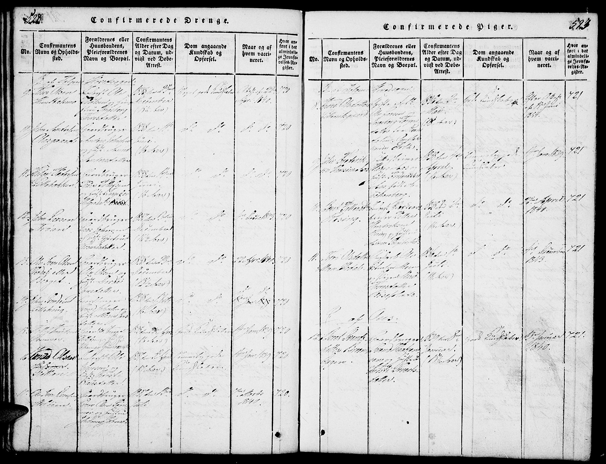 Tolga prestekontor, SAH/PREST-062/L/L0003: Parish register (copy) no. 3, 1815-1862, p. 522-523