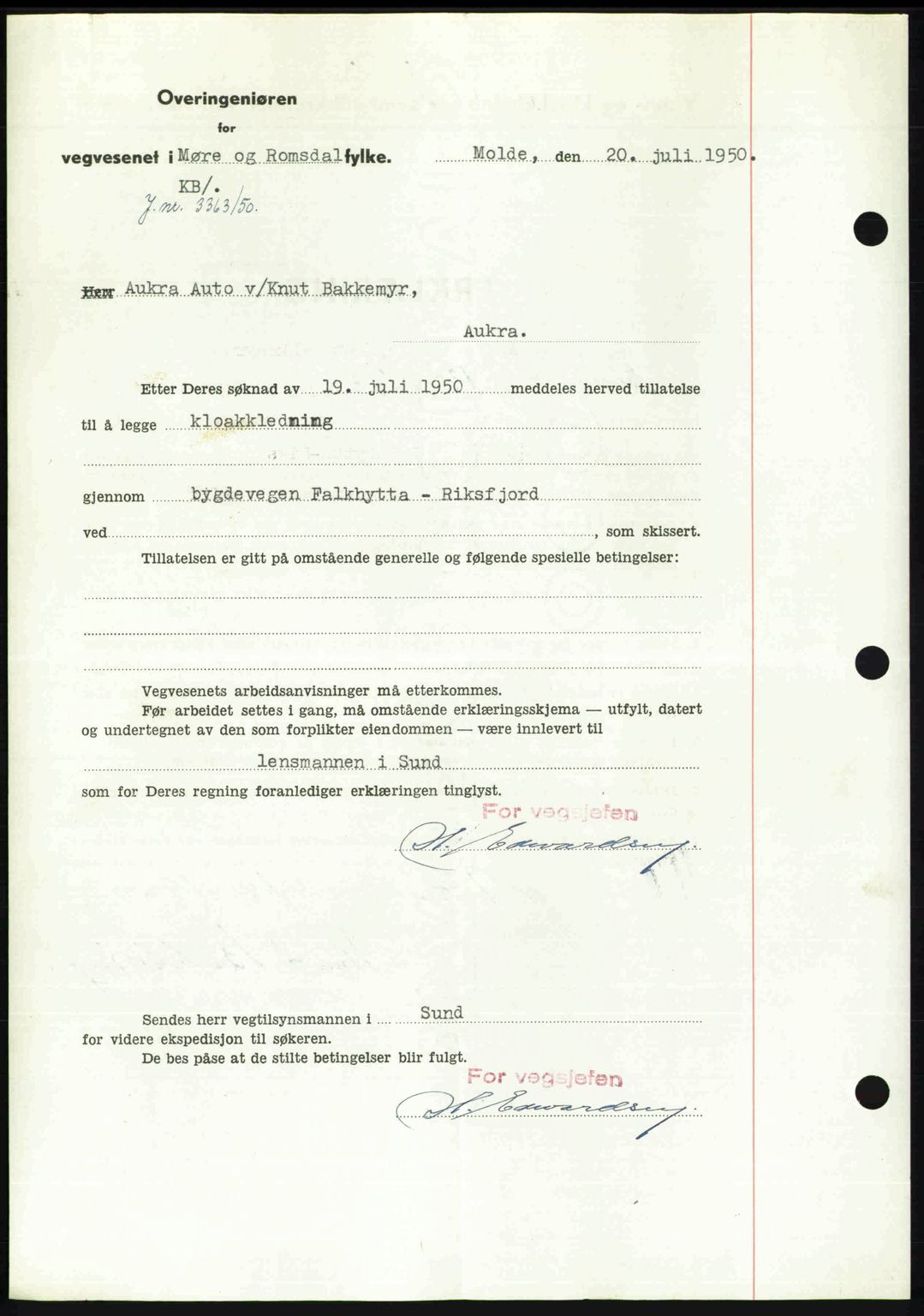 Romsdal sorenskriveri, AV/SAT-A-4149/1/2/2C: Mortgage book no. A34, 1950-1950, Diary no: : 2627/1950