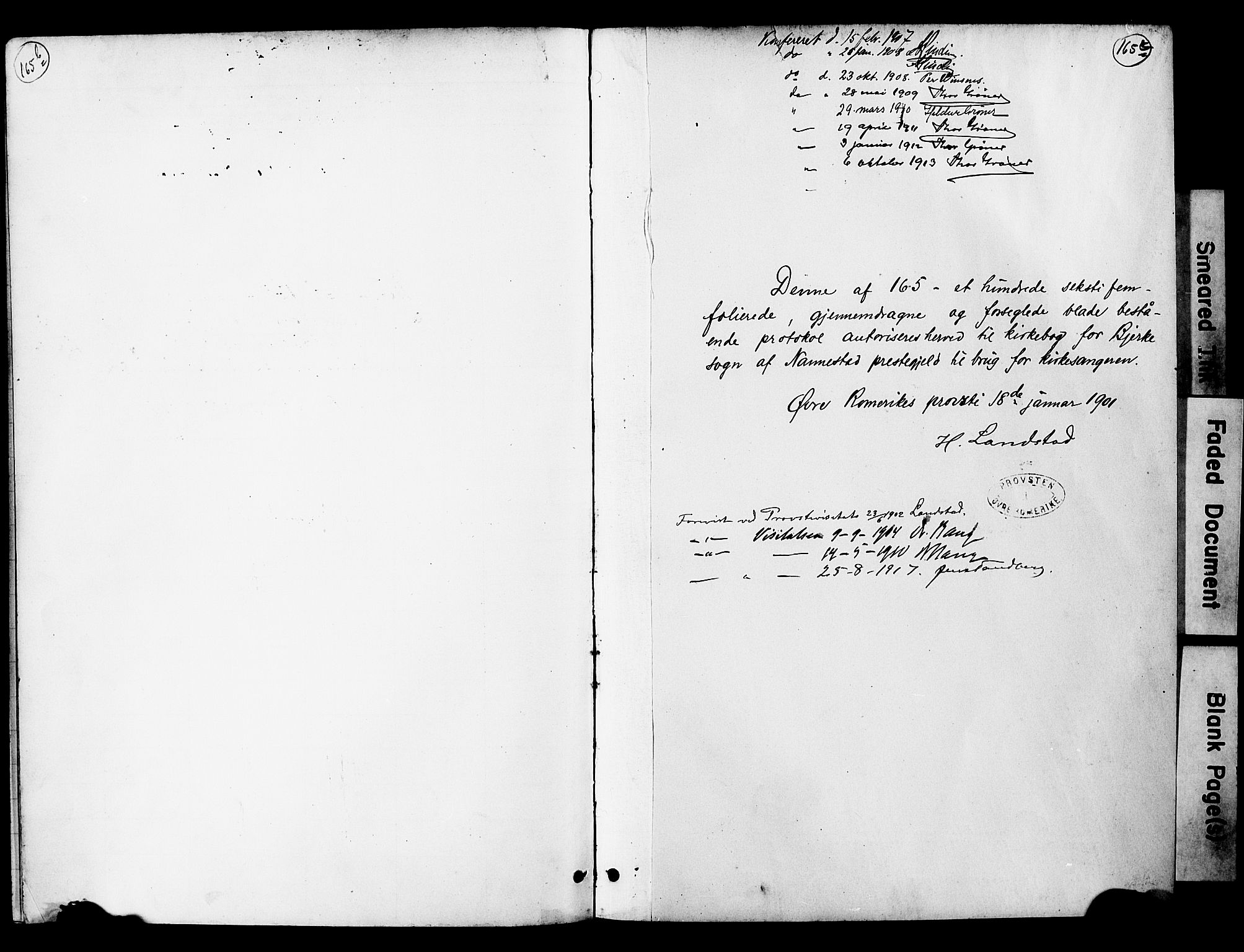 Nannestad prestekontor Kirkebøker, AV/SAO-A-10414a/G/Gc/L0001: Parish register (copy) no. III 1, 1901-1916, p. 165b-165c