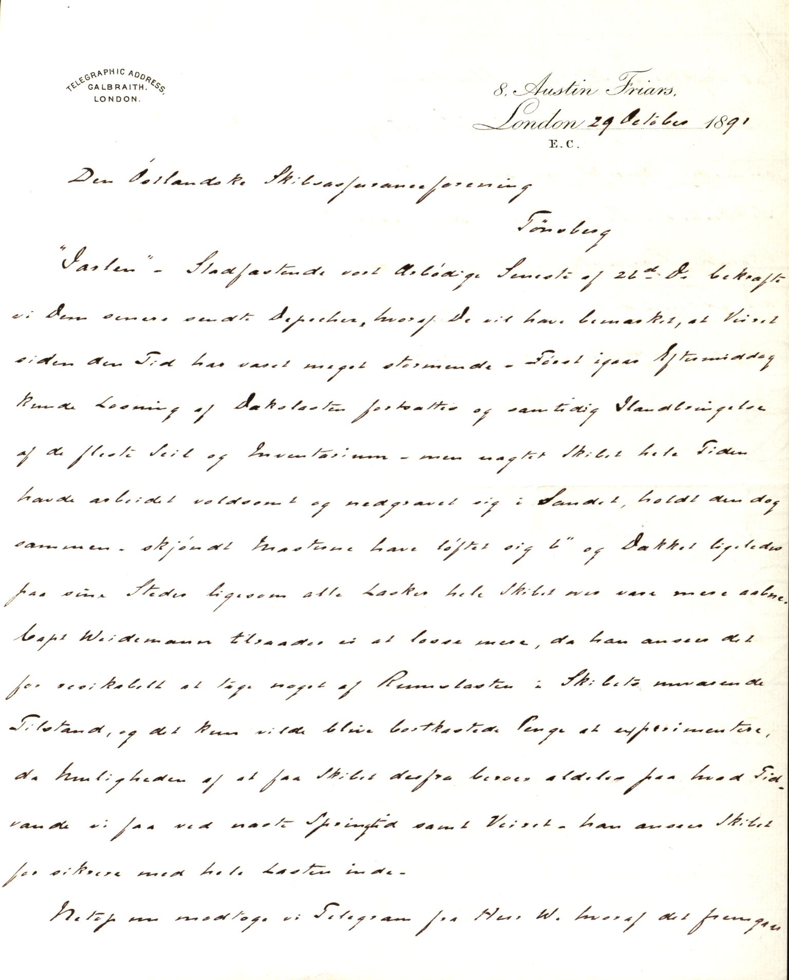 Pa 63 - Østlandske skibsassuranceforening, VEMU/A-1079/G/Ga/L0027/0002: Havaridokumenter / Jarlen, Jarl, St. Petersburg, Sir John Lawrence, Sirius, 1891, p. 21