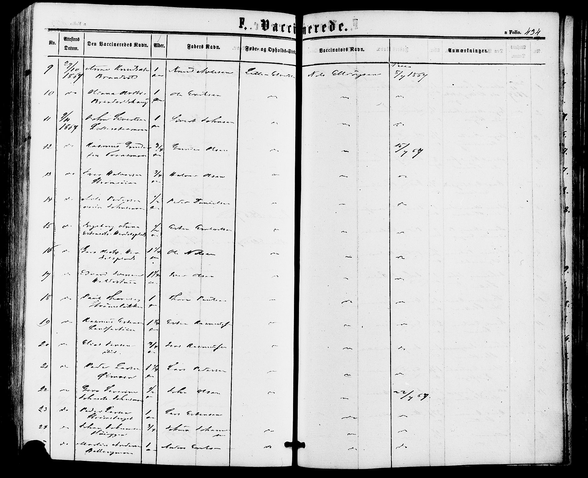 Alvdal prestekontor, AV/SAH-PREST-060/H/Ha/Haa/L0001: Parish register (official) no. 1, 1863-1882, p. 434