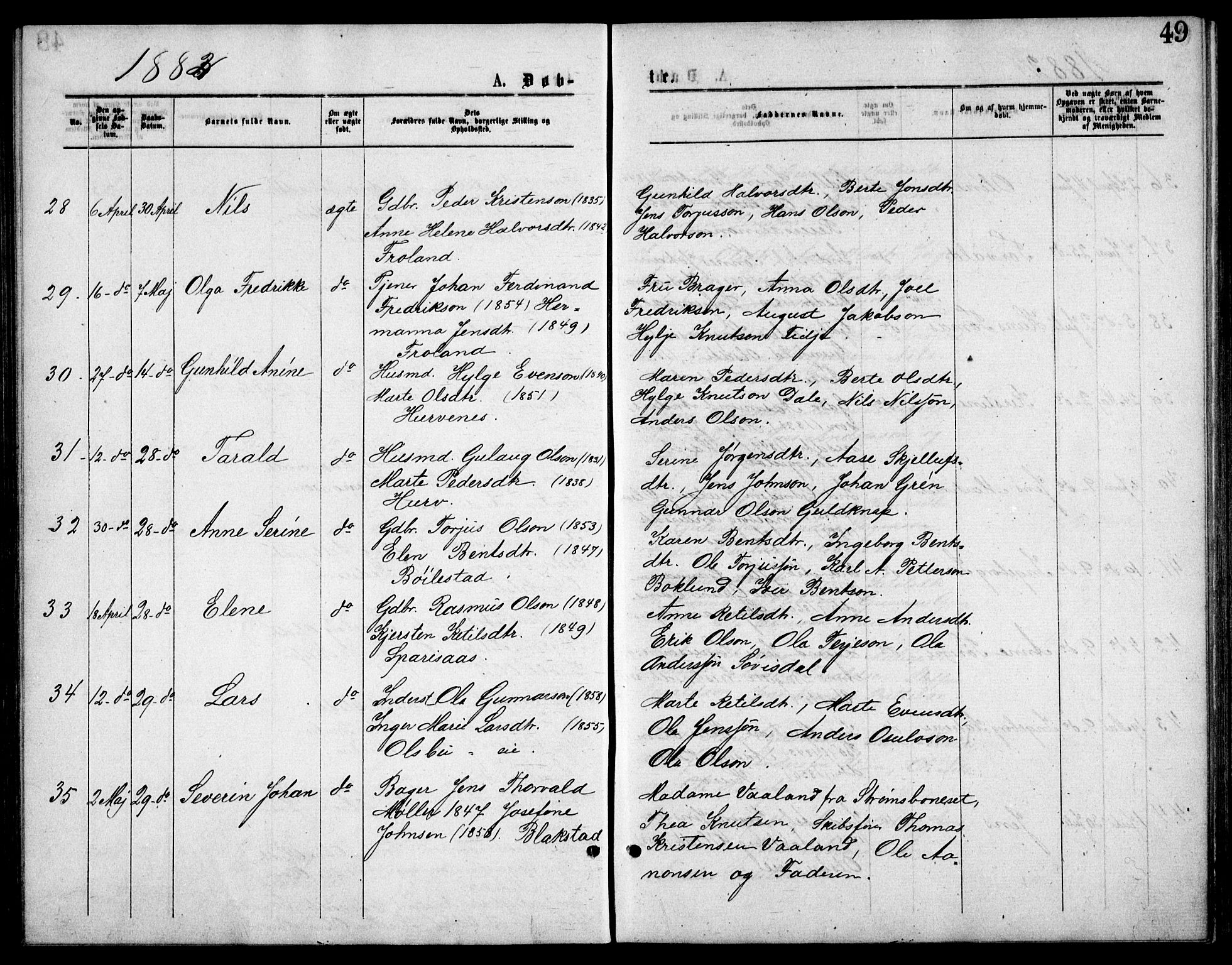 Froland sokneprestkontor, AV/SAK-1111-0013/F/Fb/L0009: Parish register (copy) no. B 9, 1875-1893, p. 49