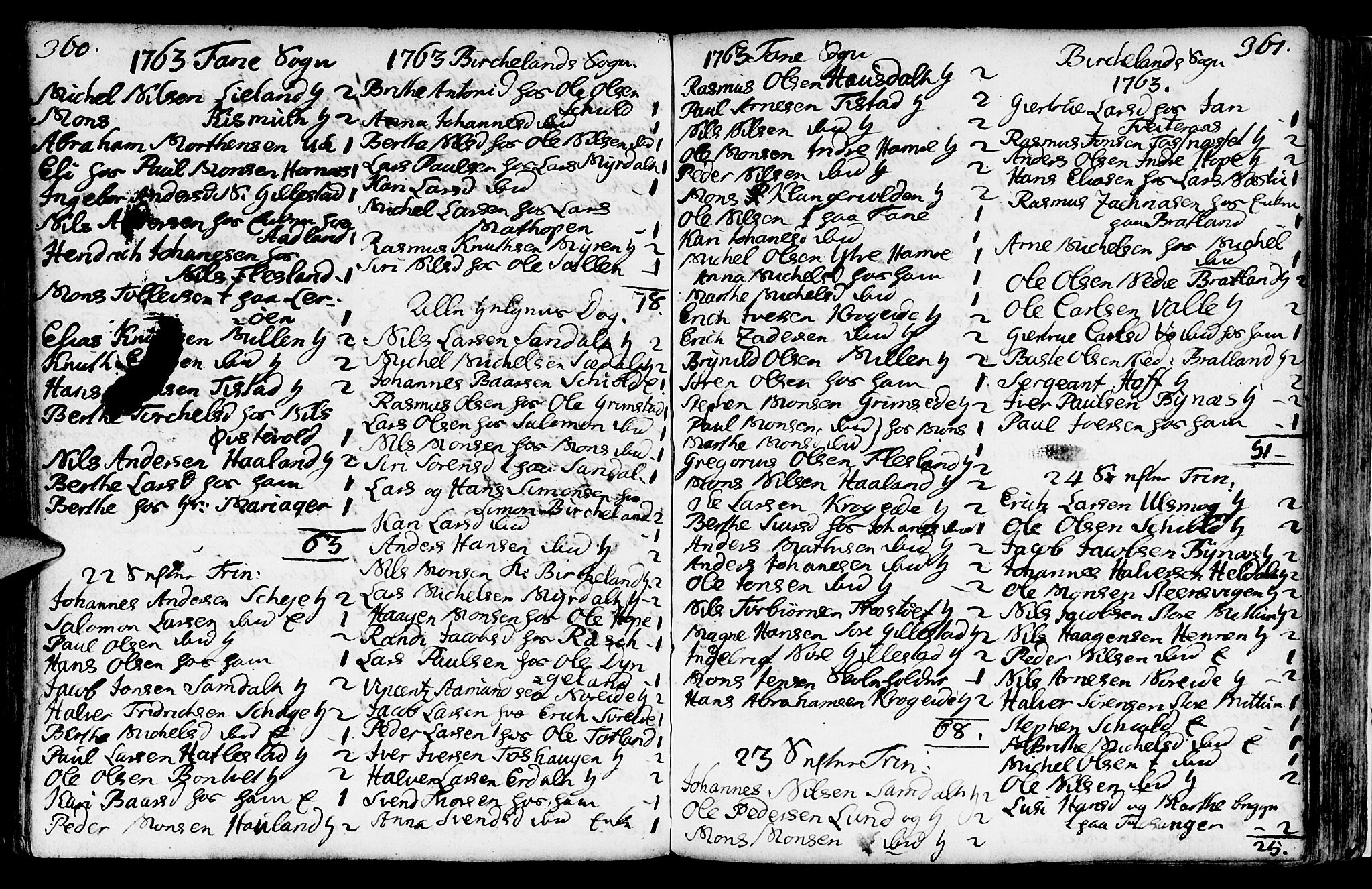 Fana Sokneprestembete, AV/SAB-A-75101/H/Haa/Haaa/L0004: Parish register (official) no. A 4, 1757-1774, p. 360-361