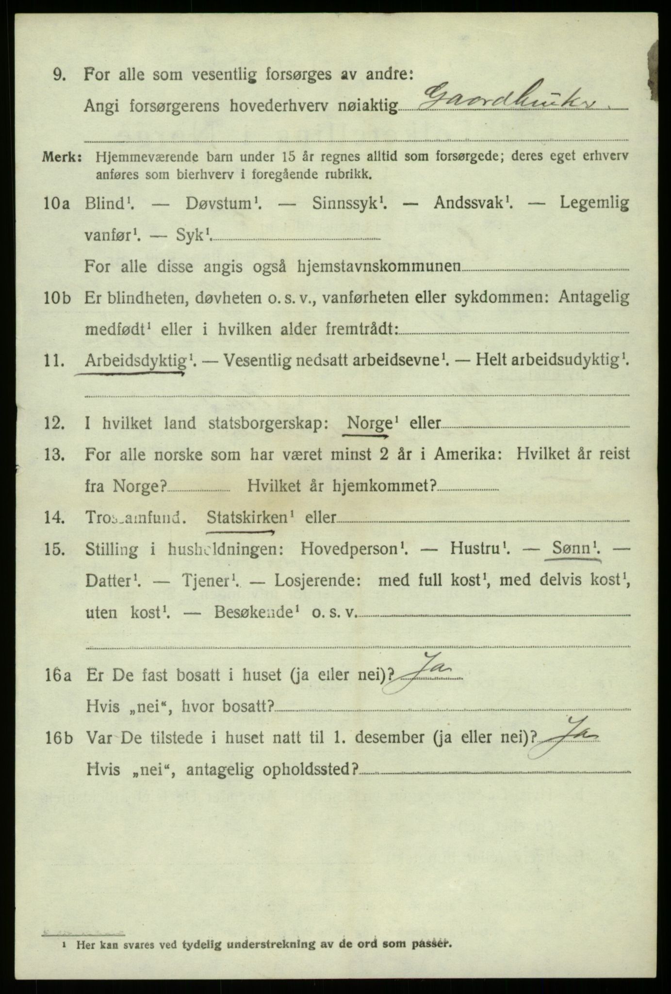 SAB, 1920 census for Eidfjord, 1920, p. 991