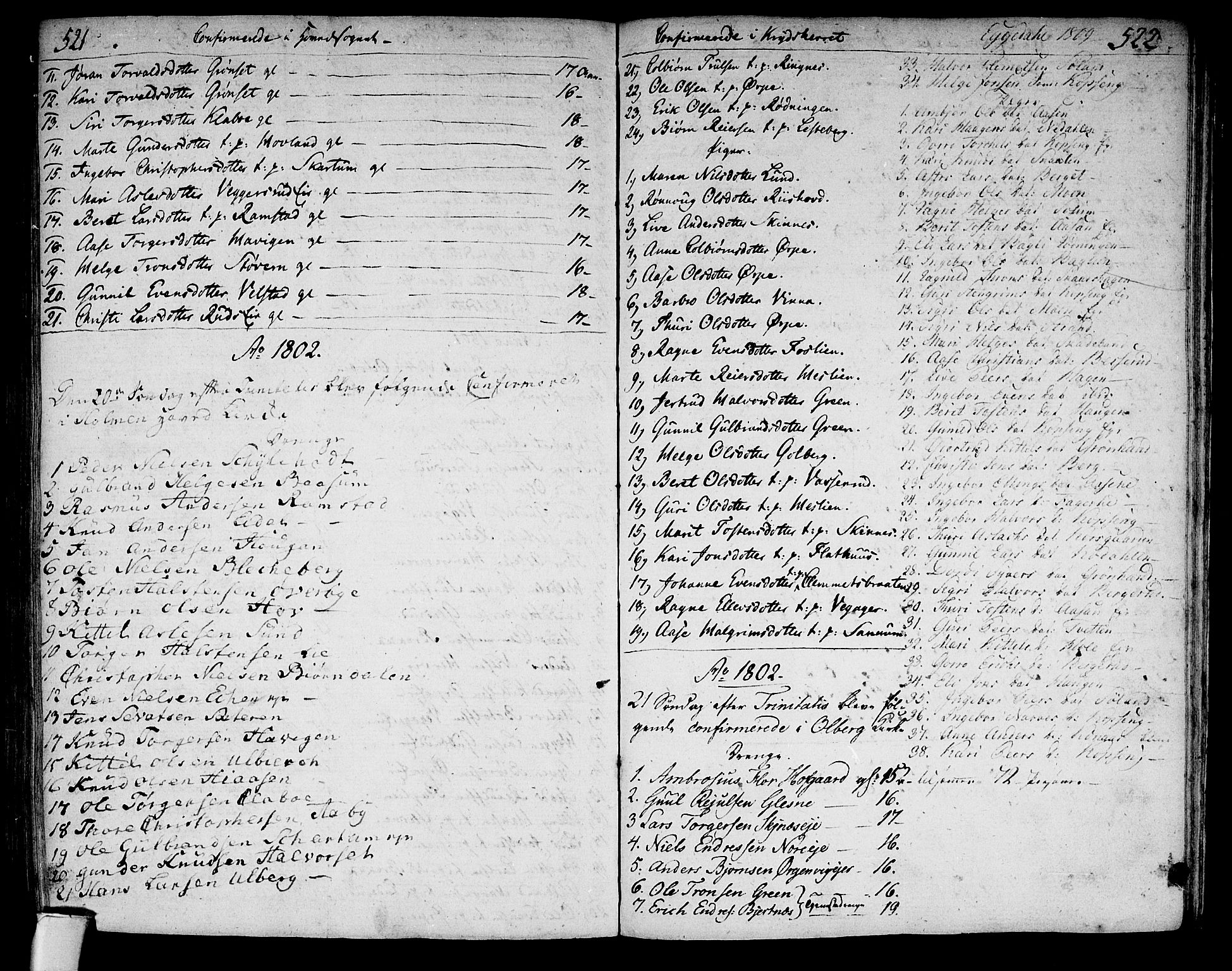 Sigdal kirkebøker, AV/SAKO-A-245/F/Fa/L0003: Parish register (official) no. I 3, 1793-1811, p. 521-522