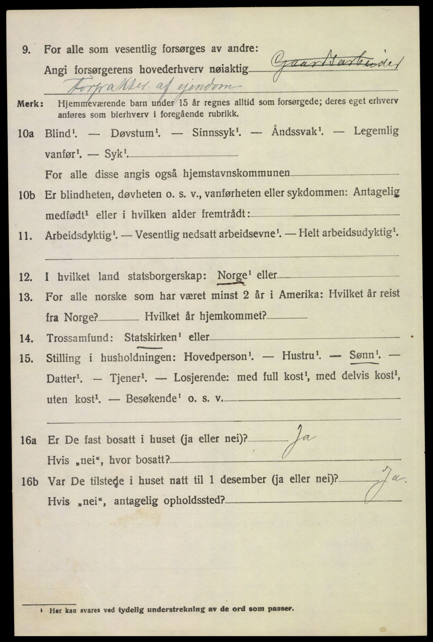 SAH, 1920 census for Tolga, 1920, p. 1664