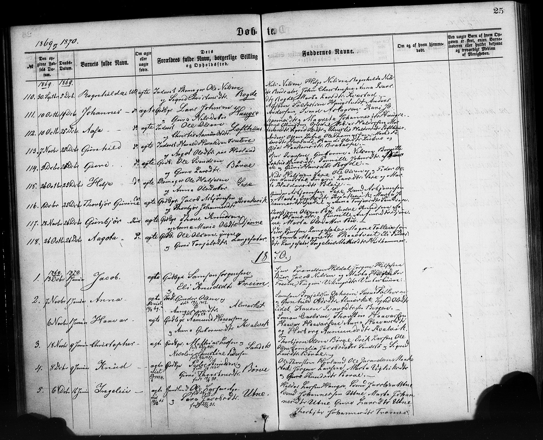 Ullensvang sokneprestembete, SAB/A-78701/H/Haa: Parish register (official) no. A 12, 1867-1881, p. 25