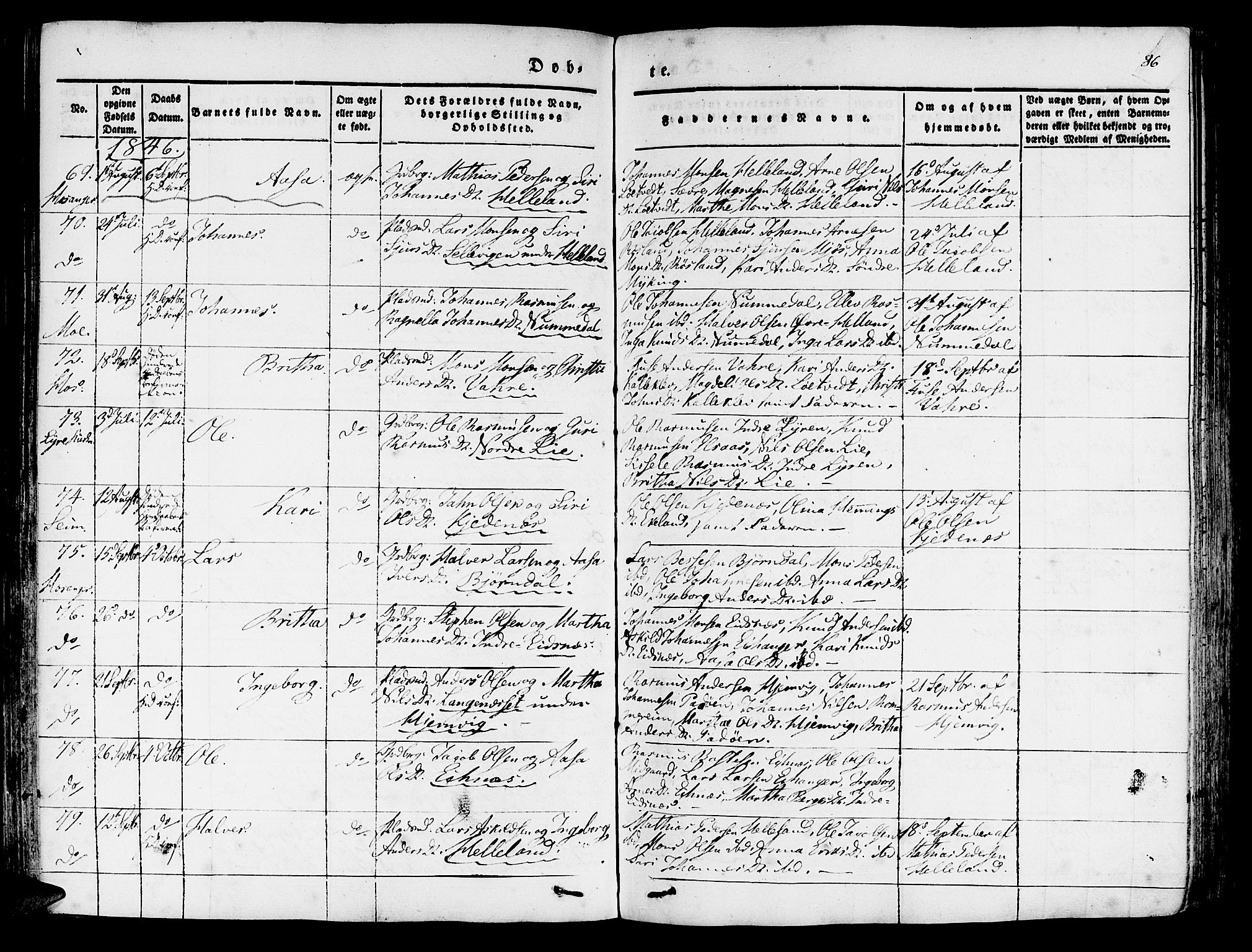 Hosanger sokneprestembete, SAB/A-75801/H/Haa: Parish register (official) no. A 7, 1835-1848, p. 86