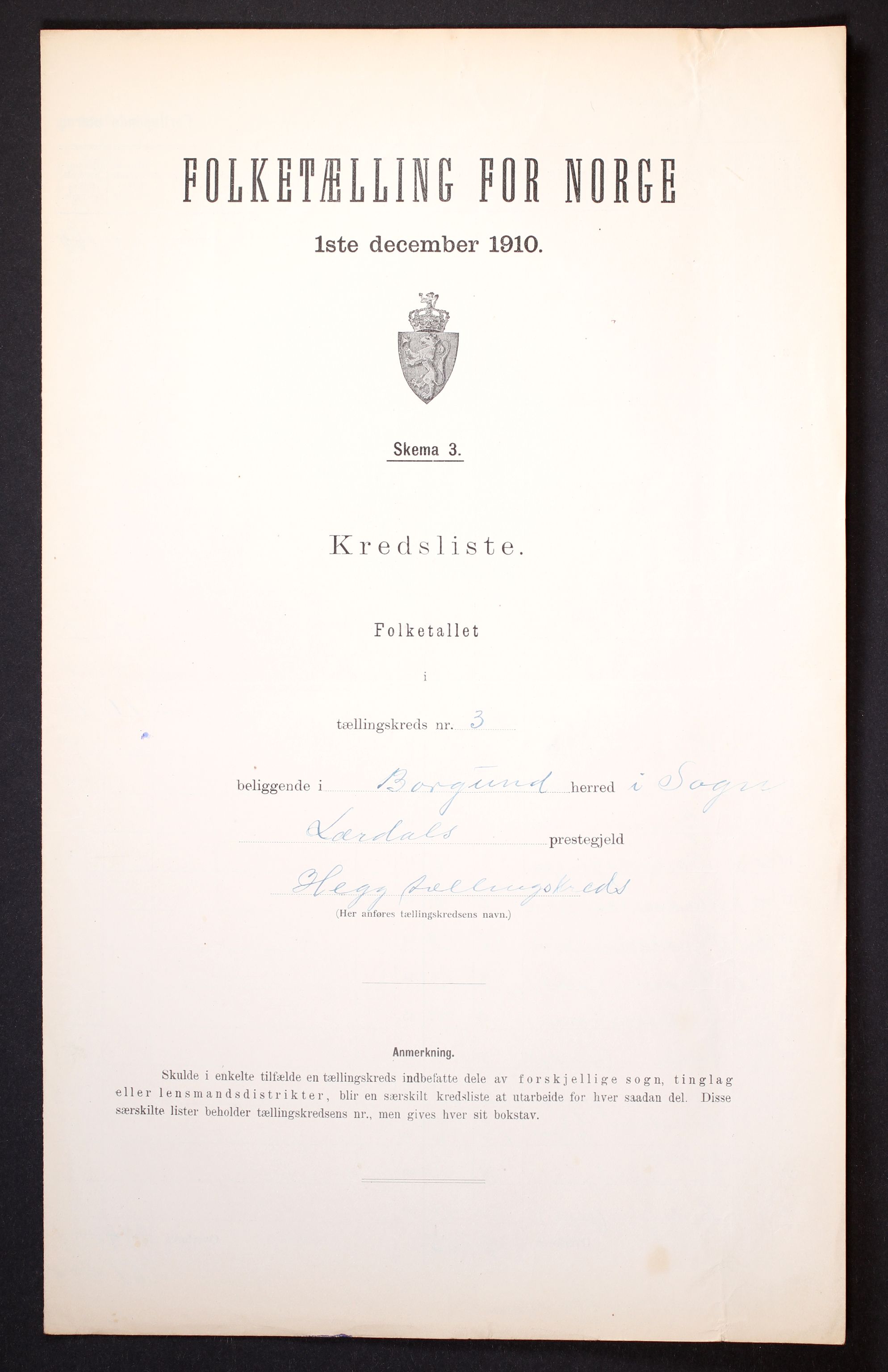 RA, 1910 census for Borgund, 1910, p. 10