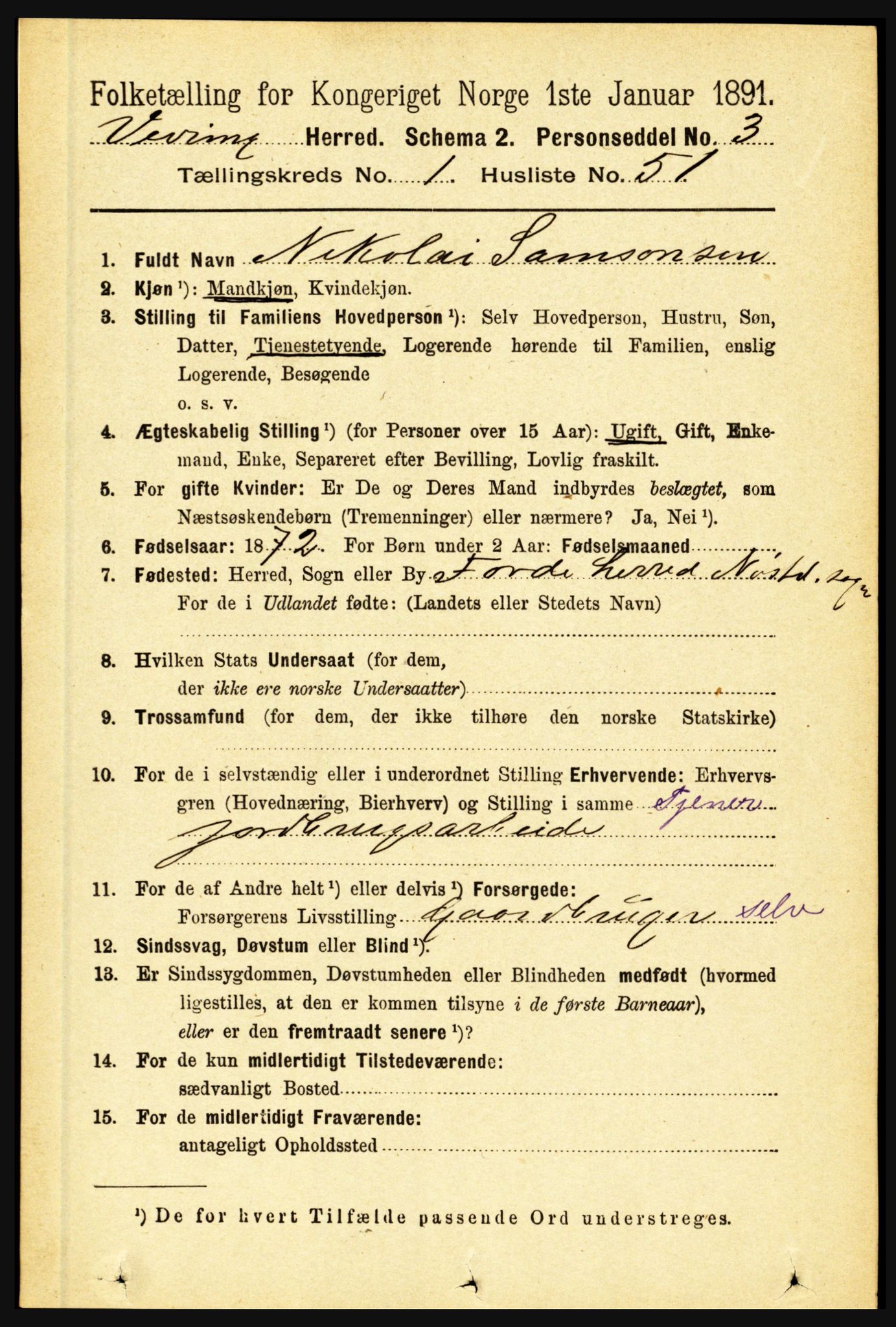 RA, 1891 census for 1434 Vevring, 1891, p. 362