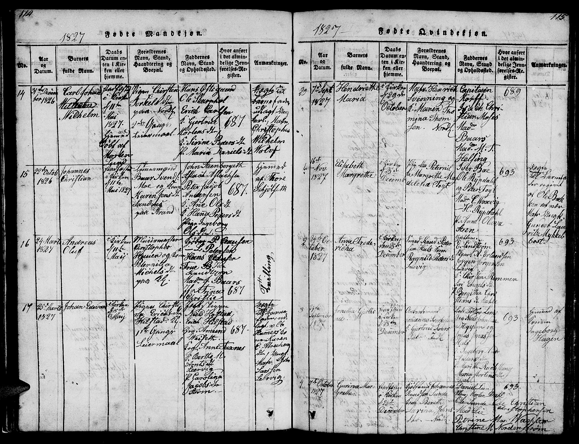 Ministerialprotokoller, klokkerbøker og fødselsregistre - Møre og Romsdal, AV/SAT-A-1454/572/L0856: Parish register (copy) no. 572C01, 1819-1832, p. 114-115