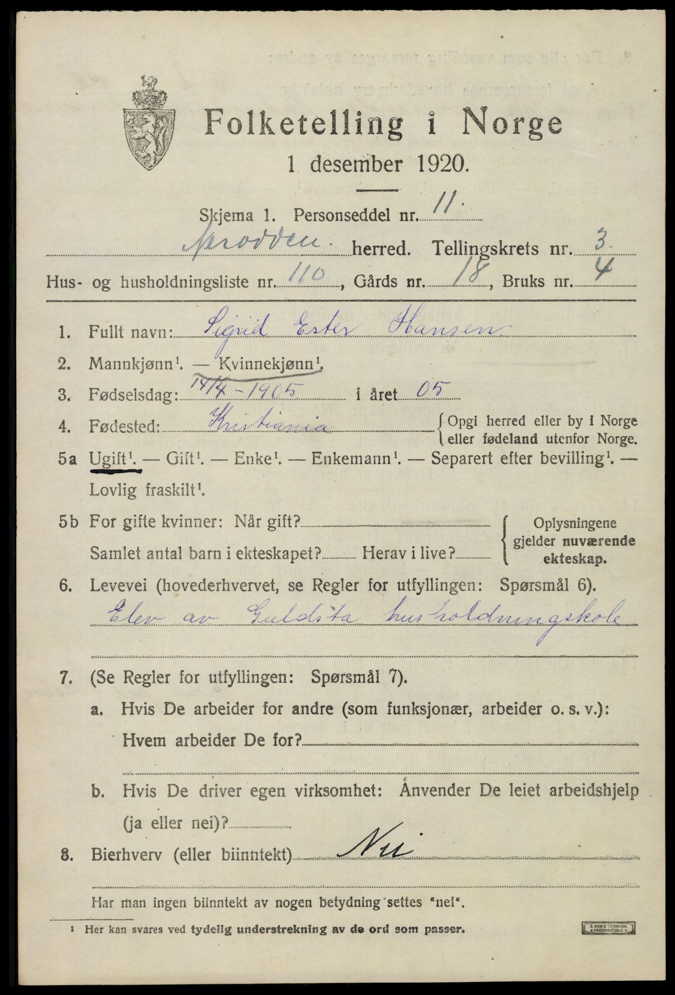 SAO, 1920 census for Nesodden, 1920, p. 3759