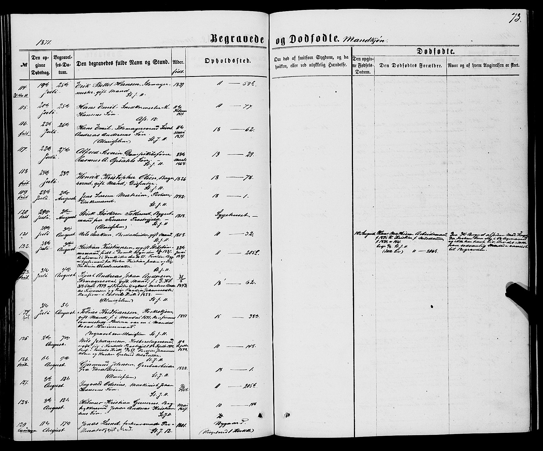 Domkirken sokneprestembete, SAB/A-74801/H/Haa/L0042: Parish register (official) no. E 3, 1863-1876, p. 73