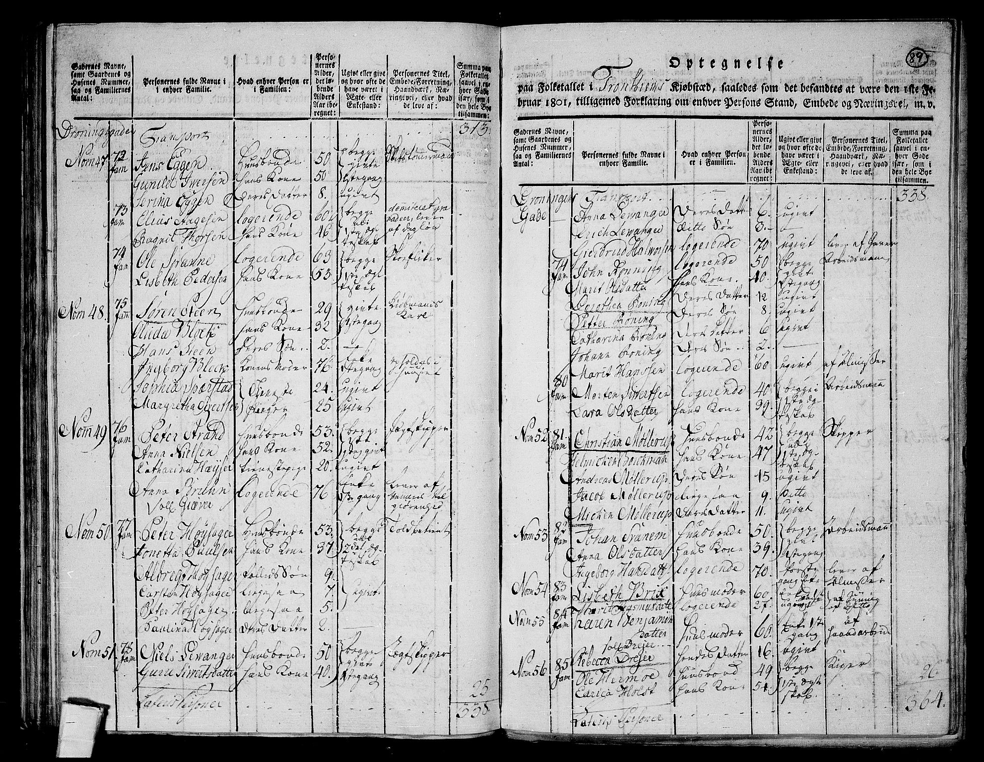 RA, 1801 census for 1601 Trondheim, 1801, p. 88b-89a