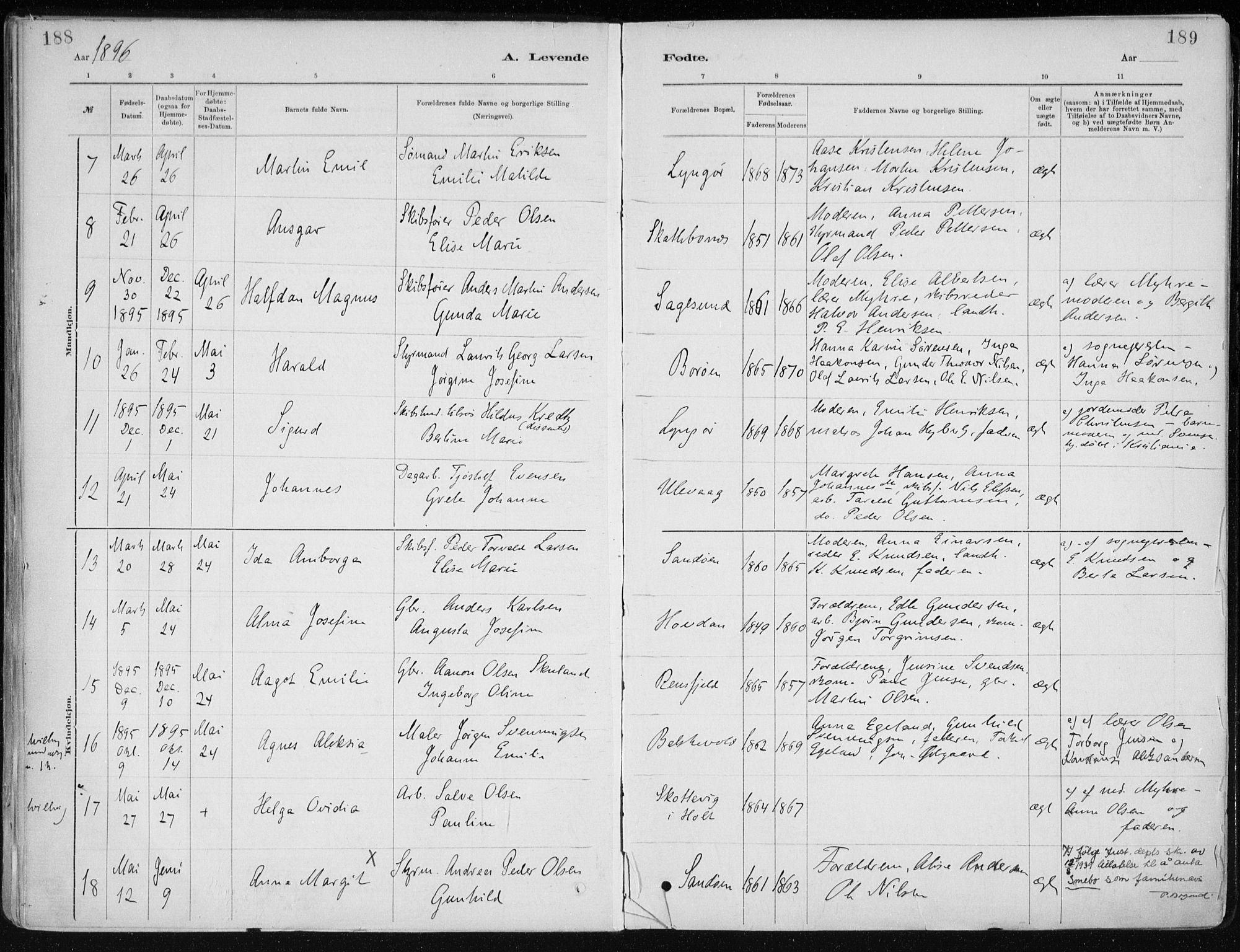 Dypvåg sokneprestkontor, AV/SAK-1111-0007/F/Fa/Faa/L0008: Parish register (official) no. A 8, 1885-1906, p. 188-189